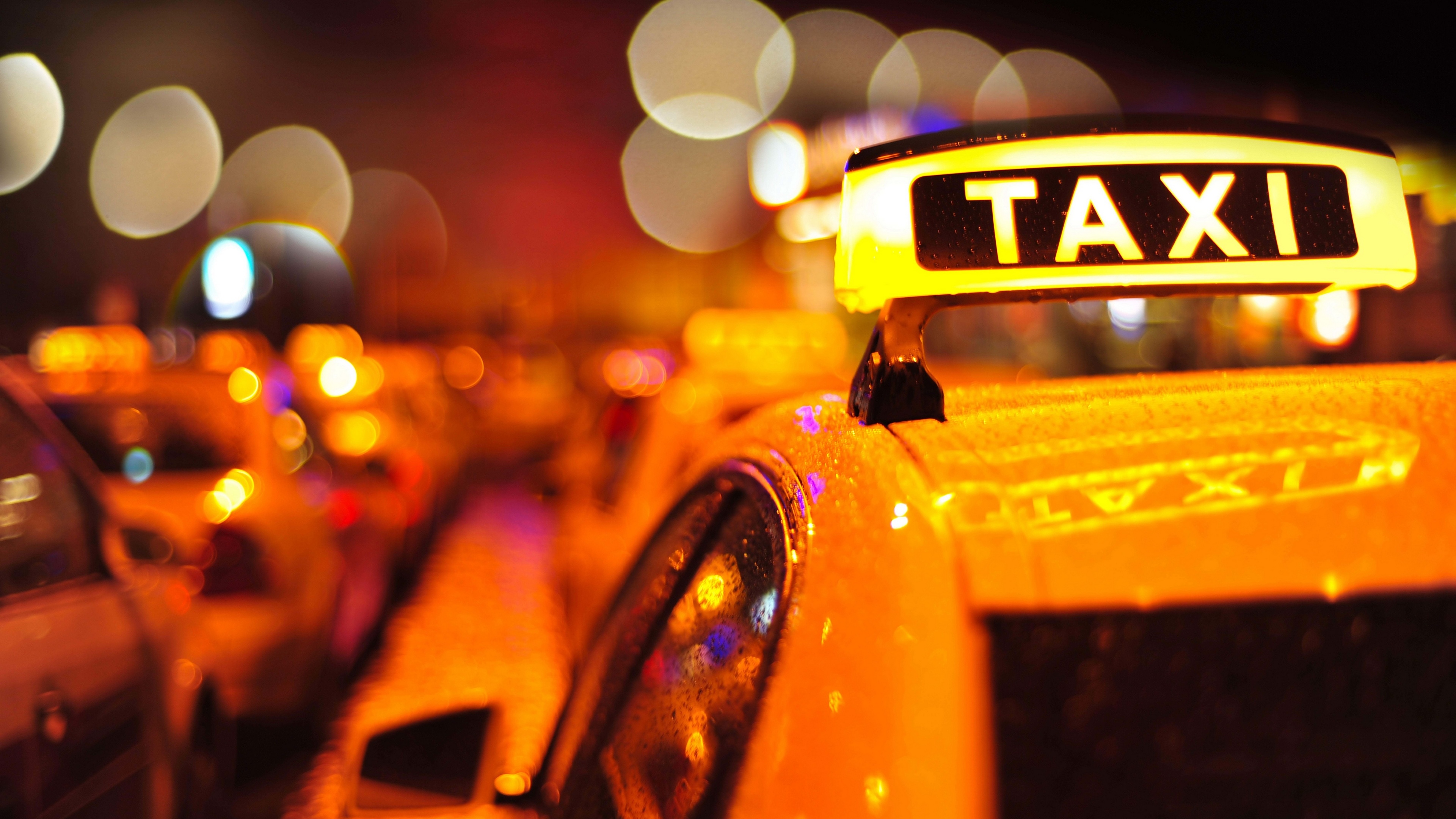 Taxi: A car with a driver whom you pay to take you where you want to go. 3840x2160 4K Wallpaper.
