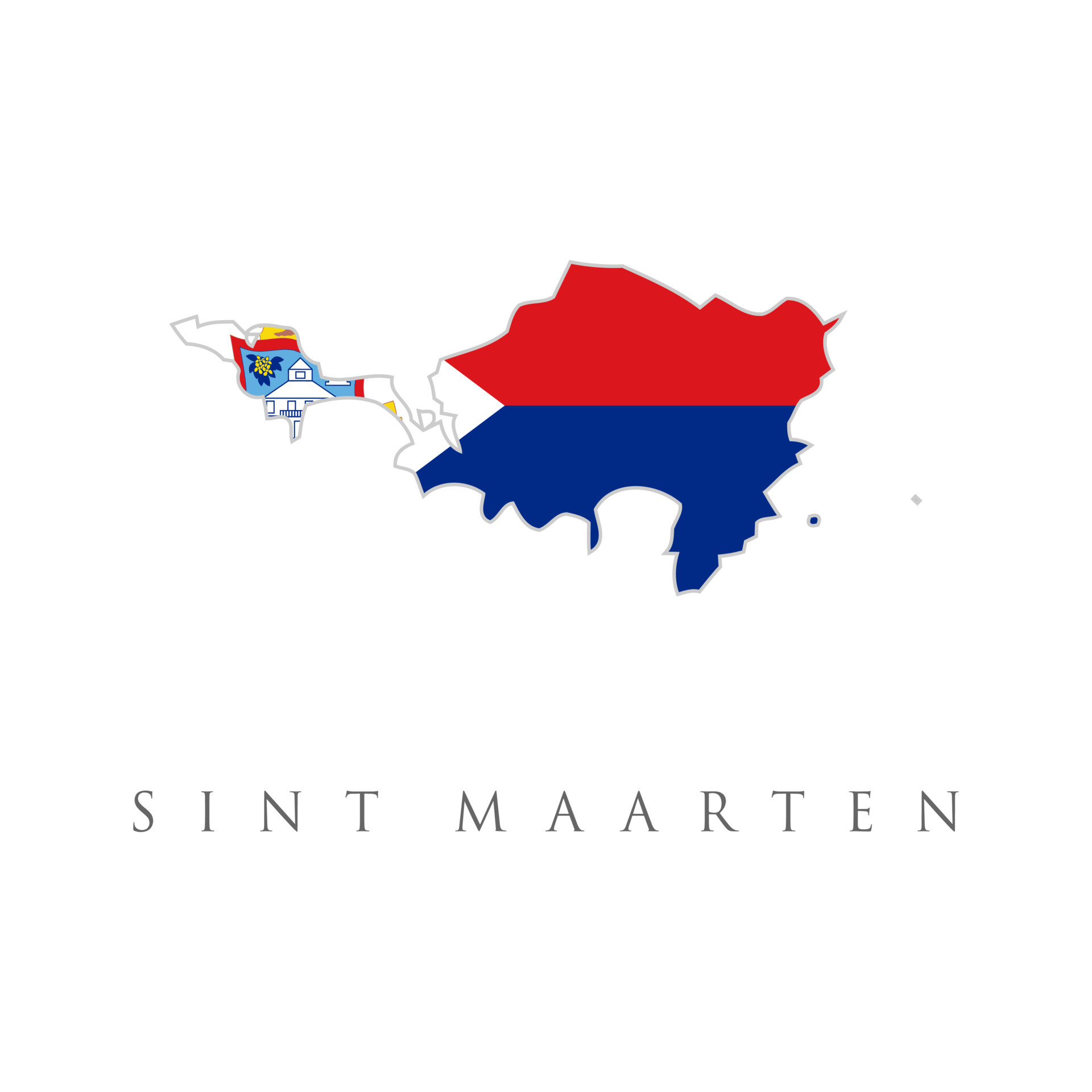 Sint Maarten, Flag and map, Country borders, Isolated on white background, 1920x1920 HD Phone