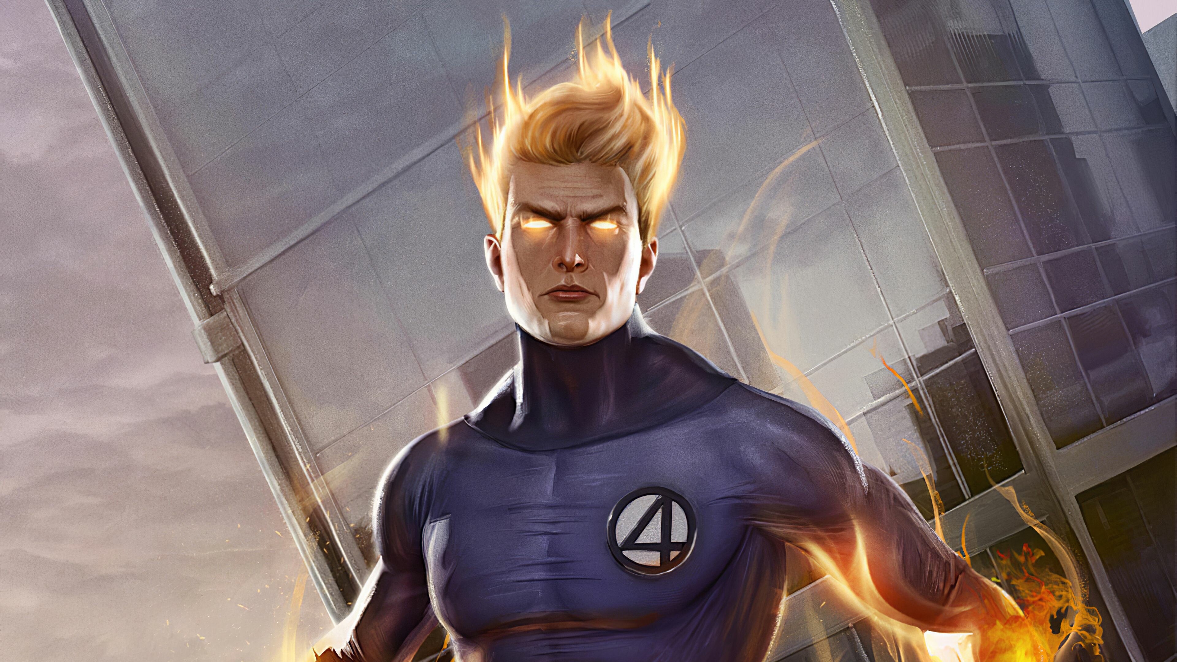 Human Torch: A superhero appearing in American comic books published by Marvel Comics. 3840x2160 4K Wallpaper.