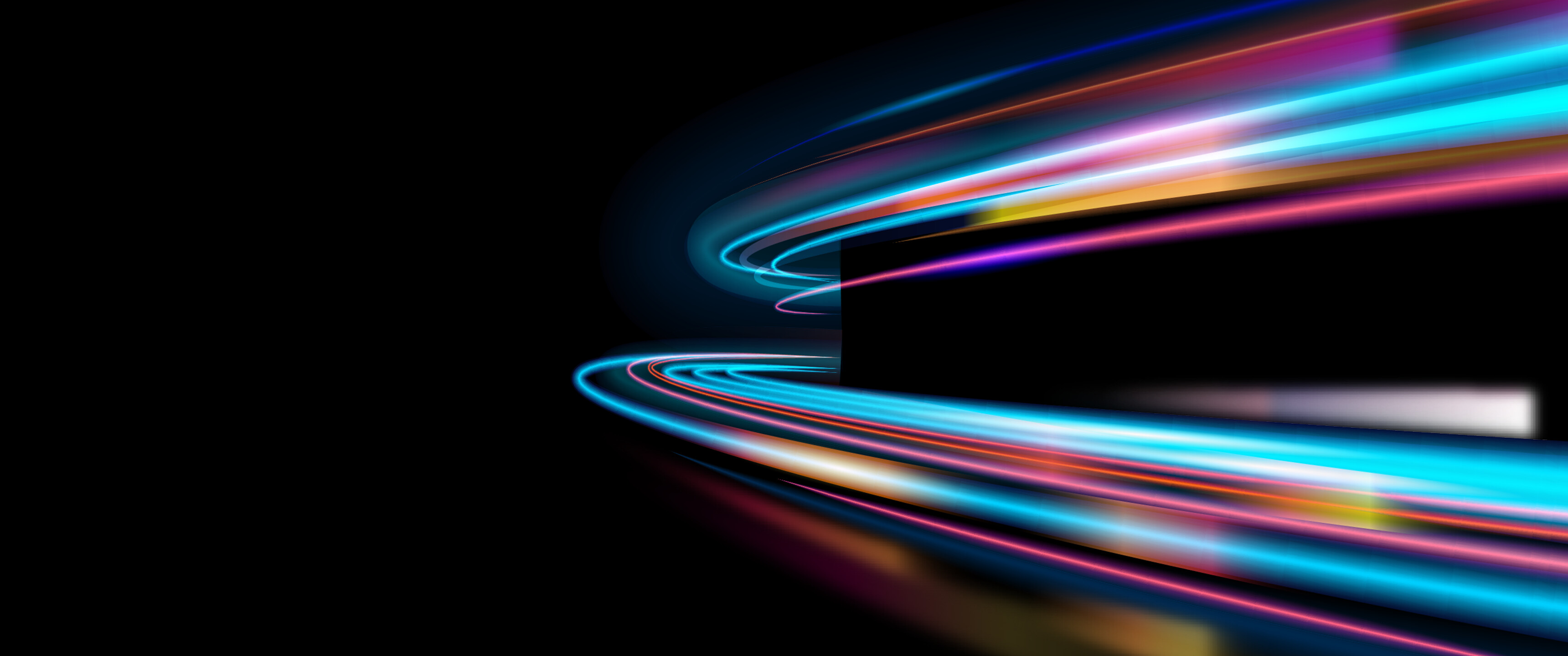 Neon: Vibrant colors create an ethereal, dreamy feel. 3440x1440 Dual Screen Background.