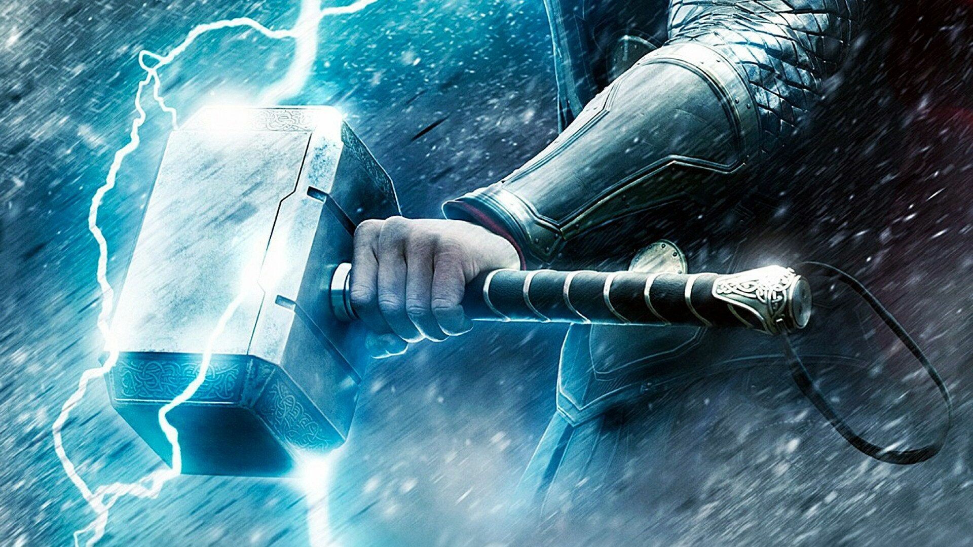 Thor: Love and Thunder: Mjolnir, Hammer, Used in the battle against Gorr the God Butcher and his forces. 1920x1080 Full HD Background.