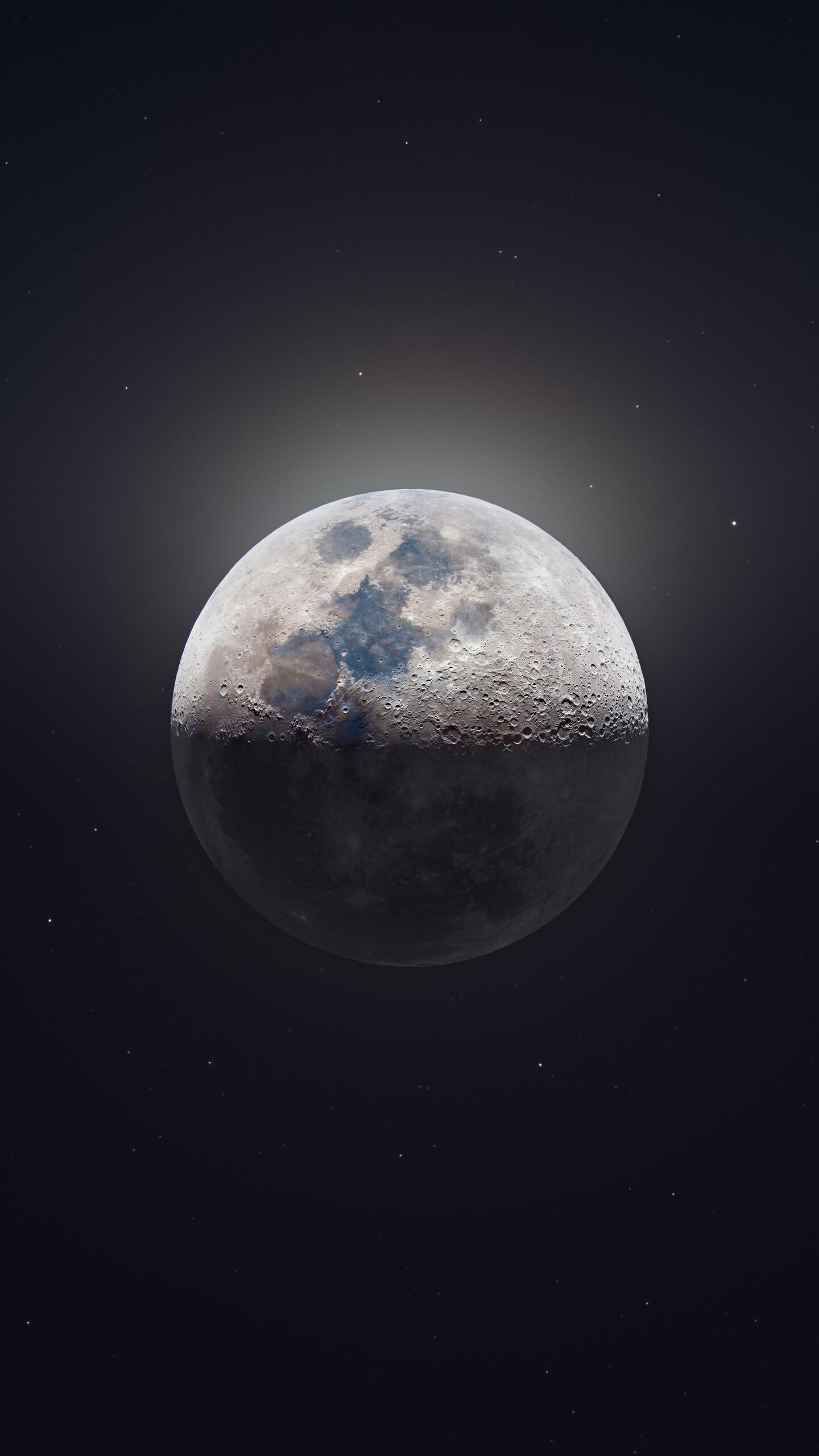 Moon: One of the most recognizable objects in the solar system, The period of ambient darkness. 1440x2560 HD Wallpaper.