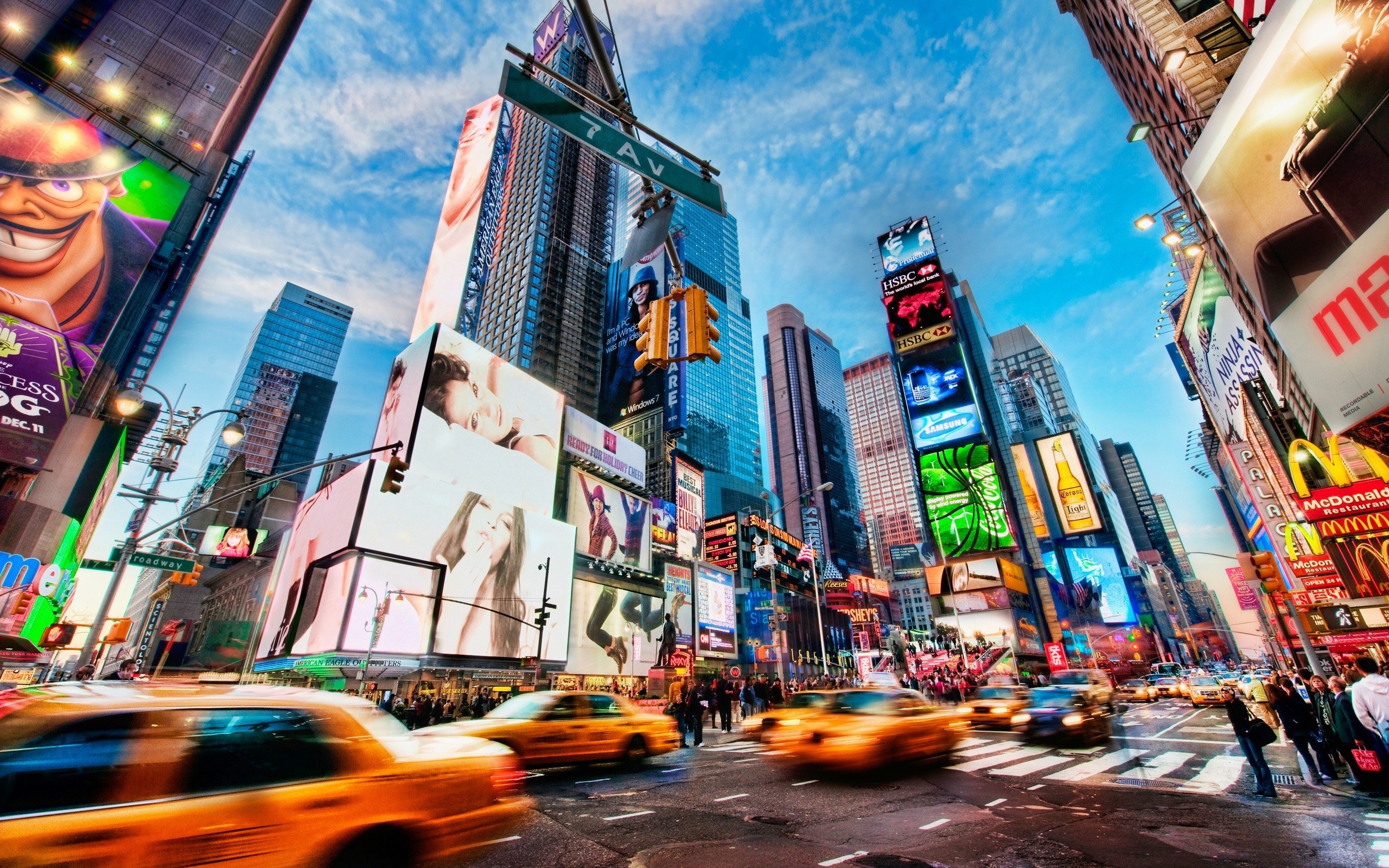 Times Square panorama, Urban landscape, Bright lights, Iconic landmark, 2560x1600 HD Desktop