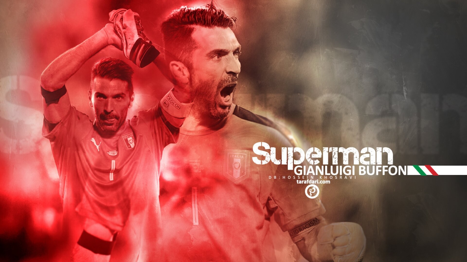 Gianluigi Buffon: The second-oldest goalkeeper to appear in the UEFA Champions League, Superman. 1920x1080 Full HD Background.