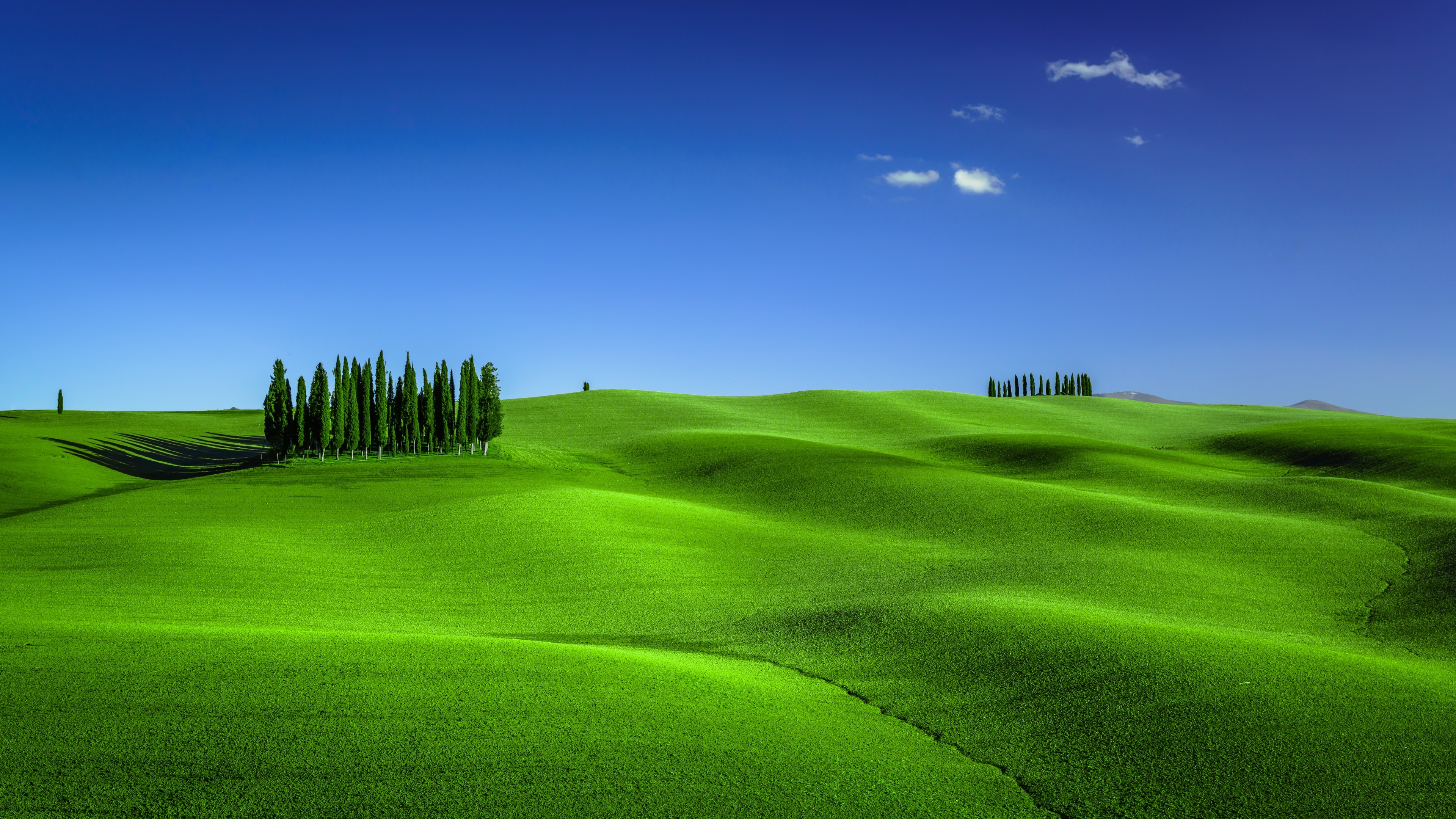 Grass and Sky: Torrenieri, Tuscany, Italy, Clear view, Natural landscape, Trees. 3840x2160 4K Background.