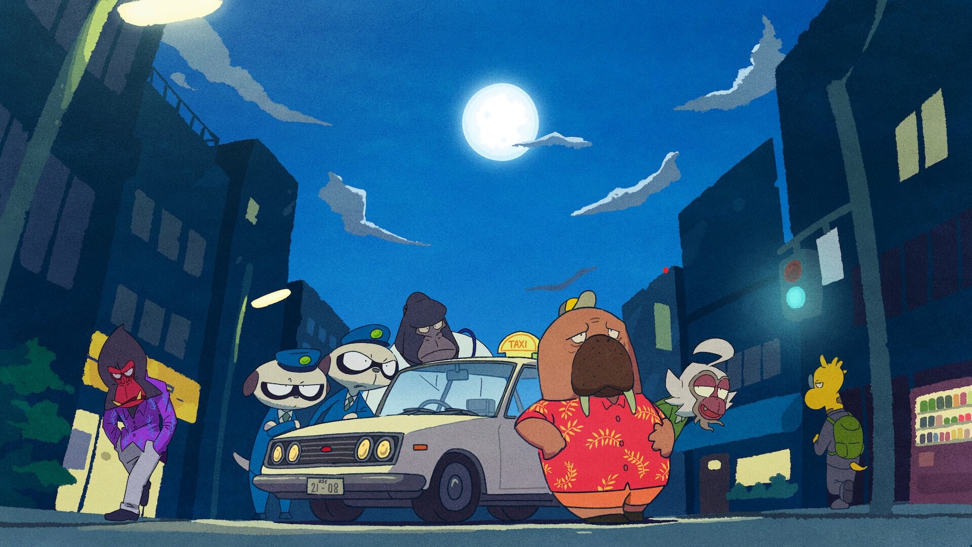 Odd Taxi: Odokawa Hiroshi, Japanese anime. 1920x1080 Full HD Background.