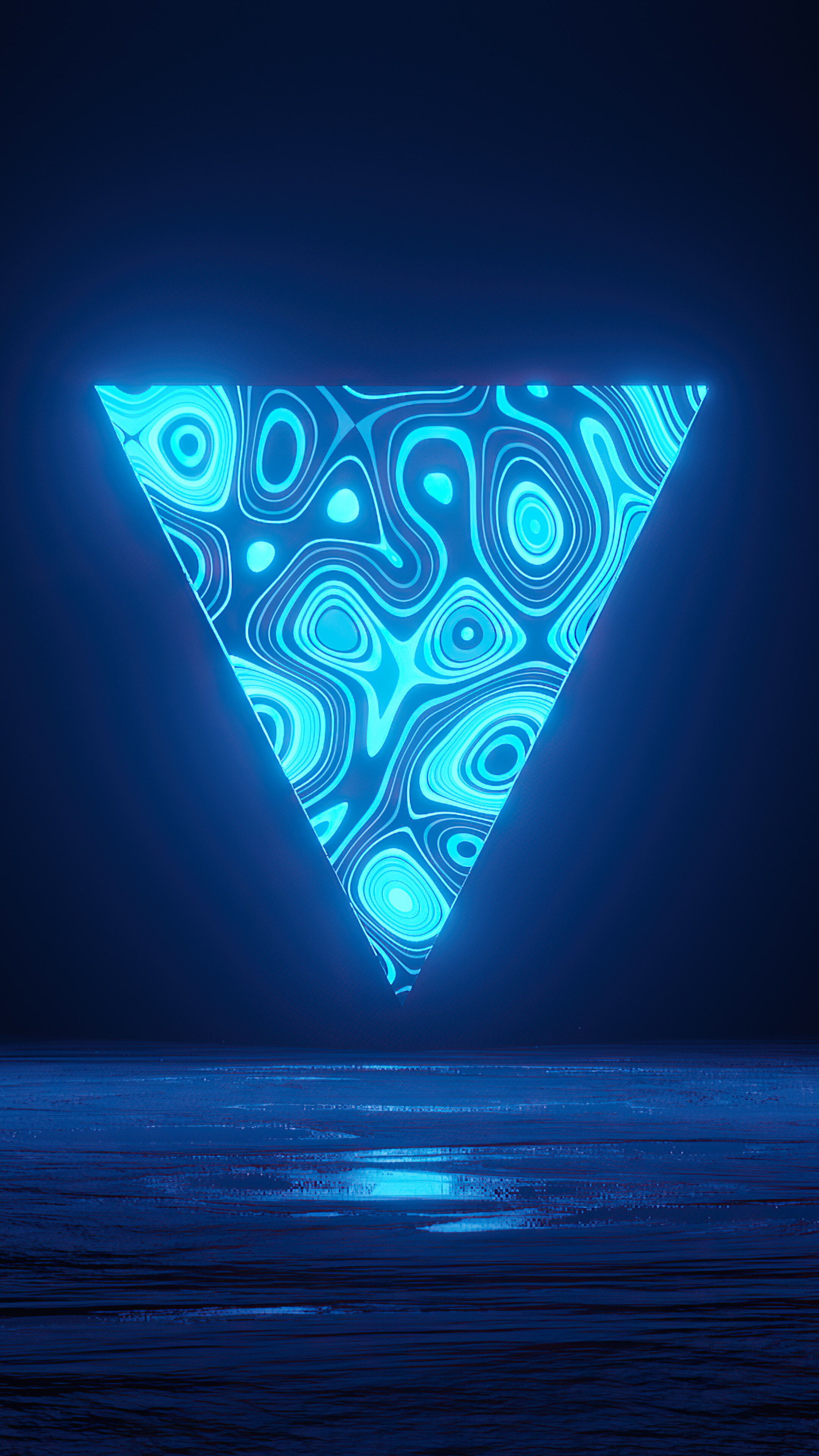 Triangle: Blue abstract pattern, Neon light, Wedge, Digital art. 2160x3840 4K Wallpaper.