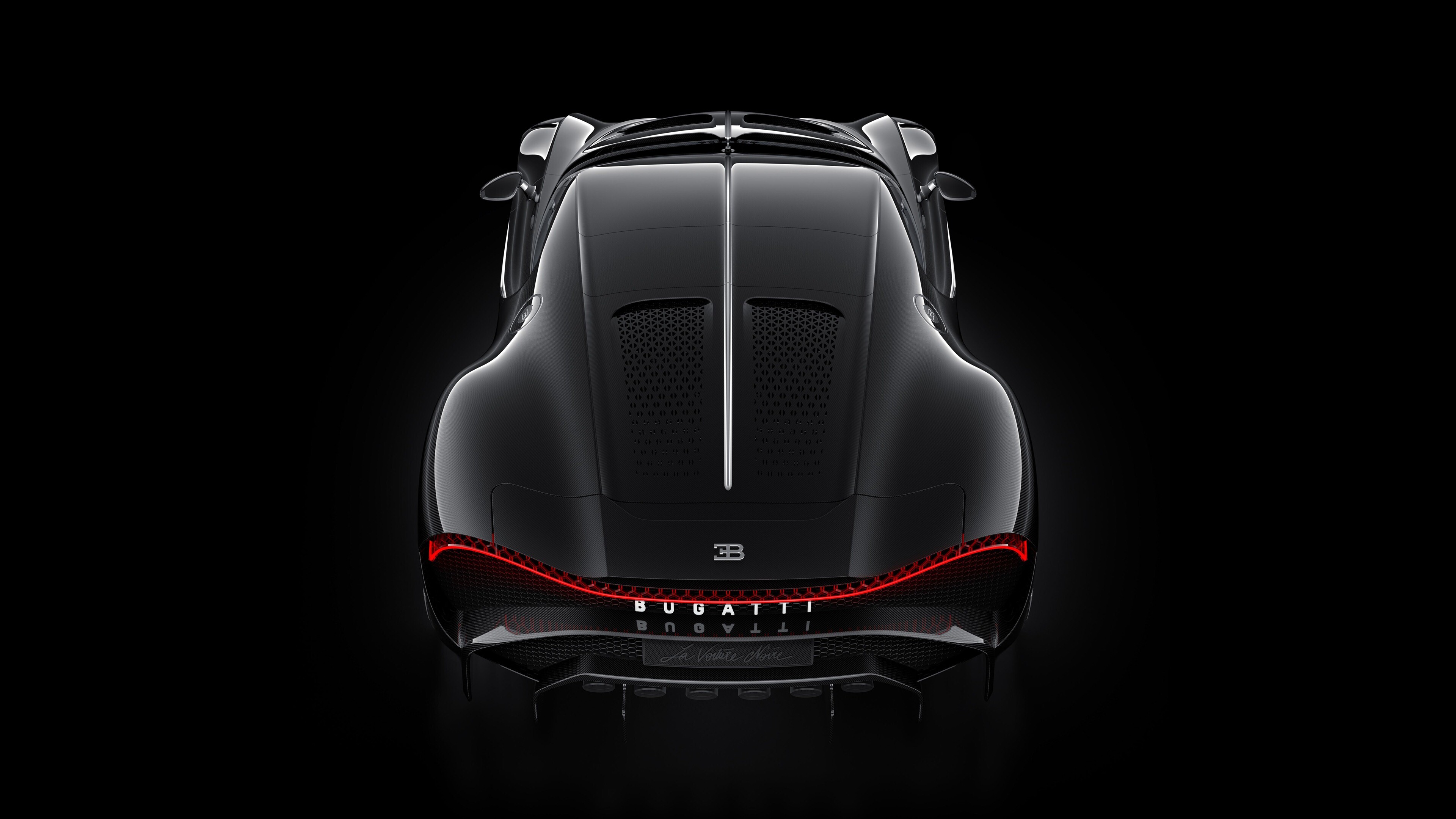 Bugatti La Voiture Noire: A luxury prototype hypercar, unveiled at the 2019 Geneva Motor Show. 3840x2160 4K Wallpaper.