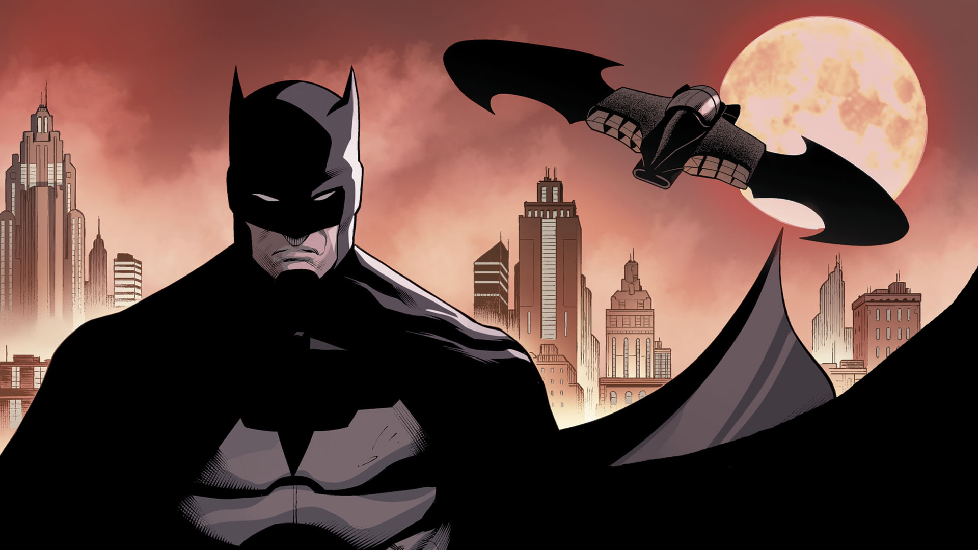 Angry Batman, Dark complexion, Bat-ready stance, Comics aesthetic, Overpowering presence, 1920x1080 Full HD Desktop