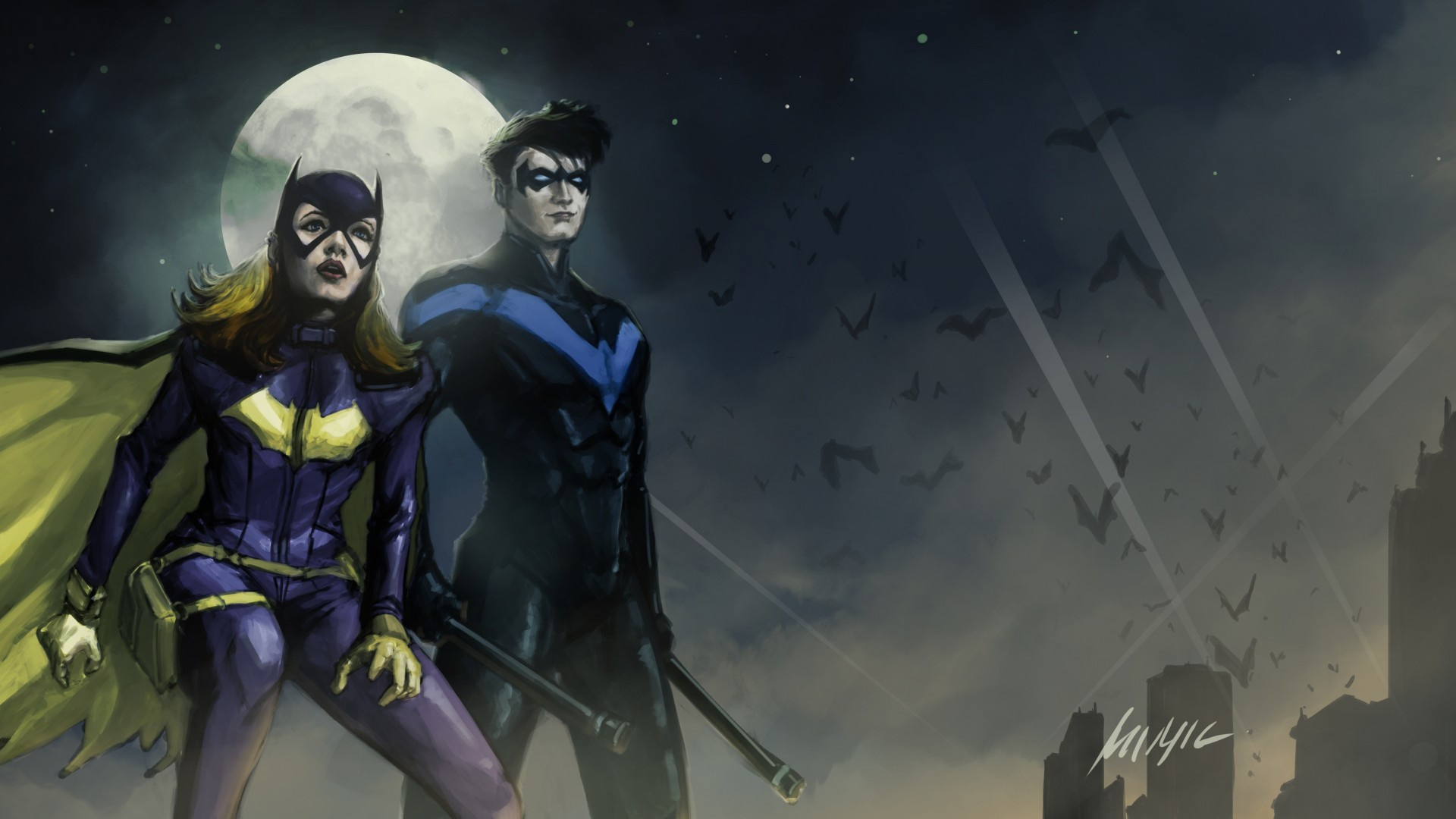 Batgirl, Nightwing, Superheroes, DC Universe, 1920x1080 Full HD Desktop