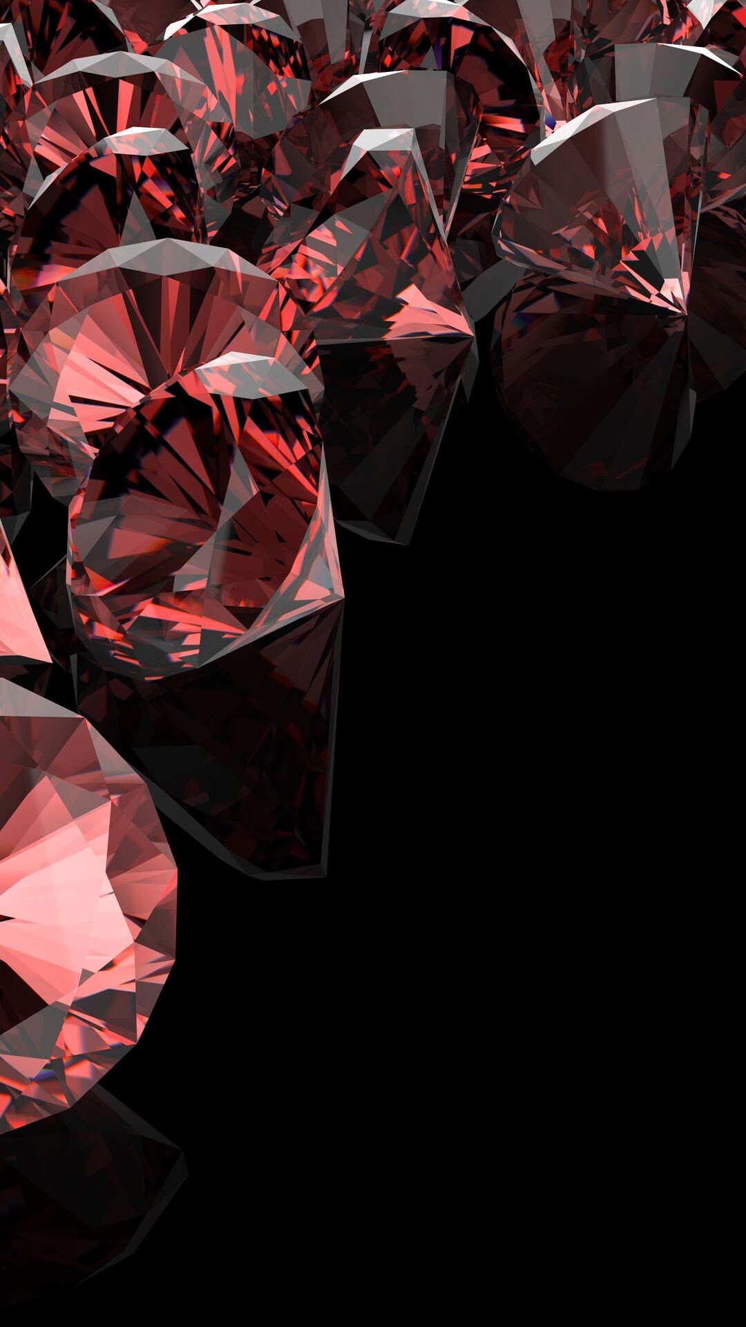 Gemstone: Red diamond, A petrified material that when cut and polished can be used in jewelry. 1080x1920 Full HD Wallpaper.
