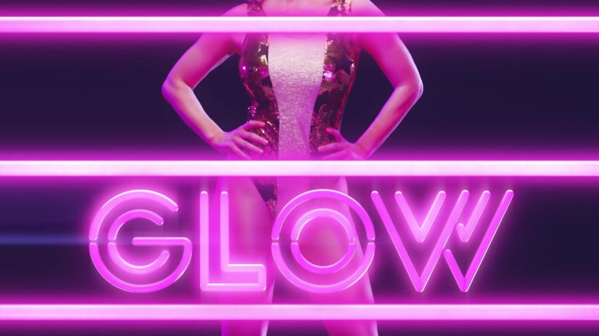 GLOW (TV series): Neon, Glow Netflix Poster, Wrestling match, Minimalistic. 1920x1080 Full HD Background.