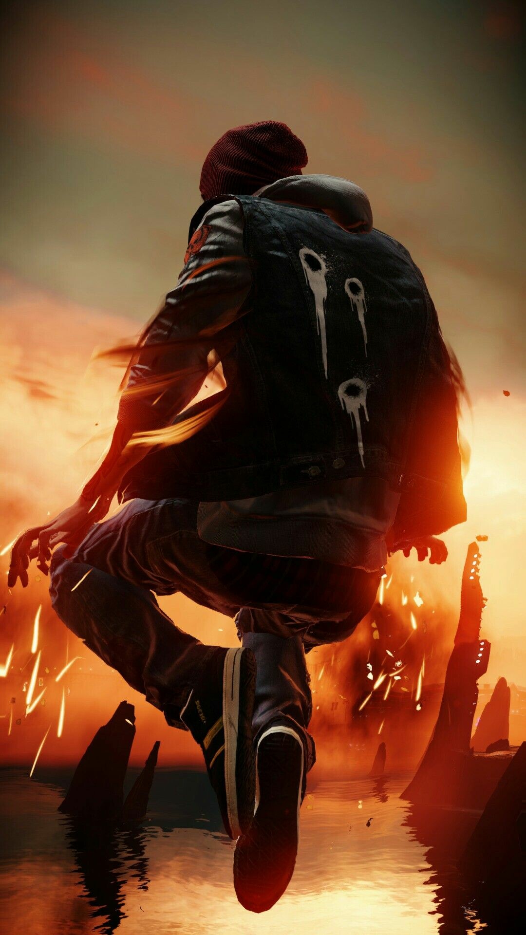 inFAMOUS: Delsin Rowe, Fighting the Department of Unified Protection. 1080x1920 Full HD Wallpaper.