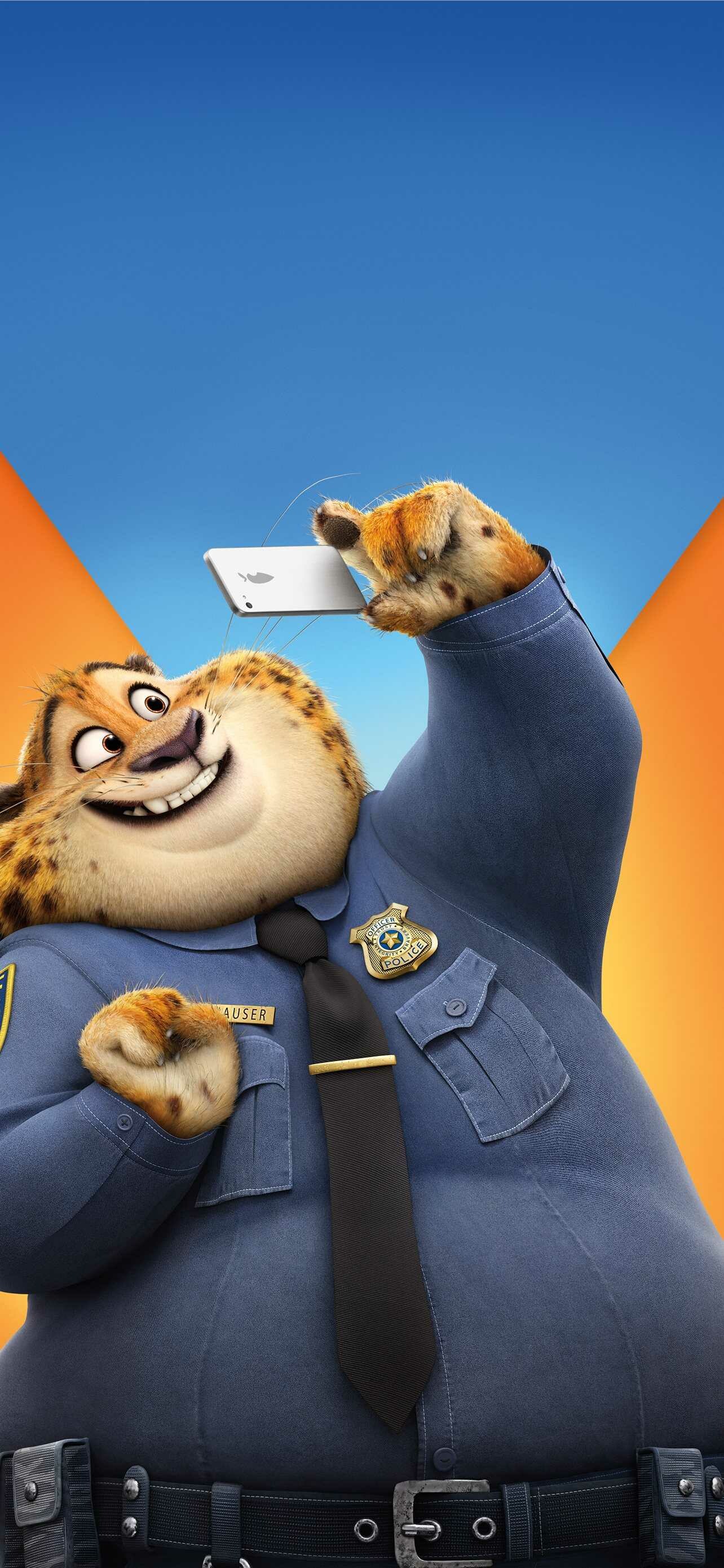 Zootopia: Nate Torrence as Benjamin Clawhauser, An obese cheetah who works as a dispatcher and desk sergeant for the Police Department's 1st Precinct. 1290x2780 HD Background.