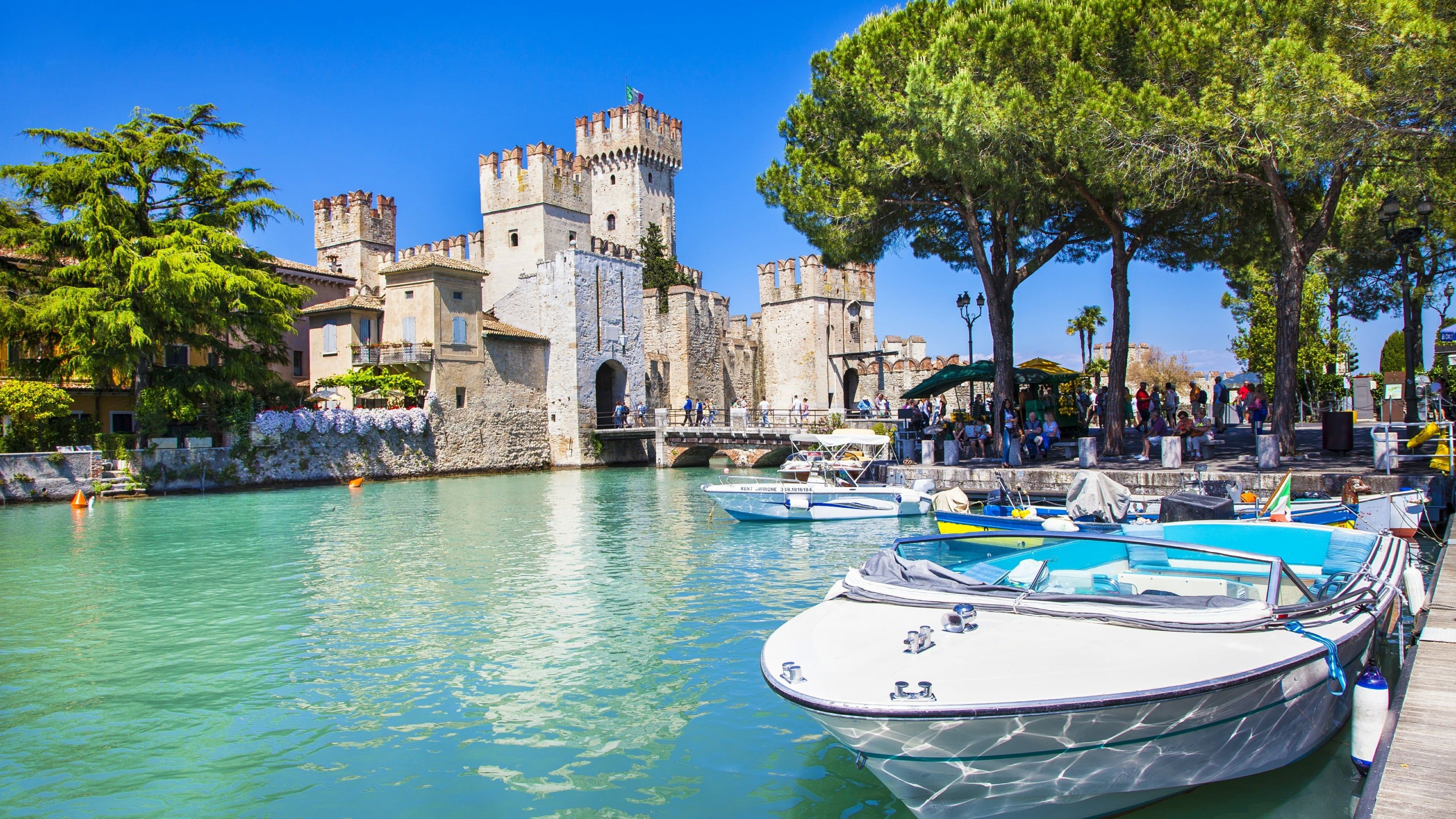 Medieval castle, Lake Garda vacation, European history, Italian fortresses, 3840x2160 4K Desktop