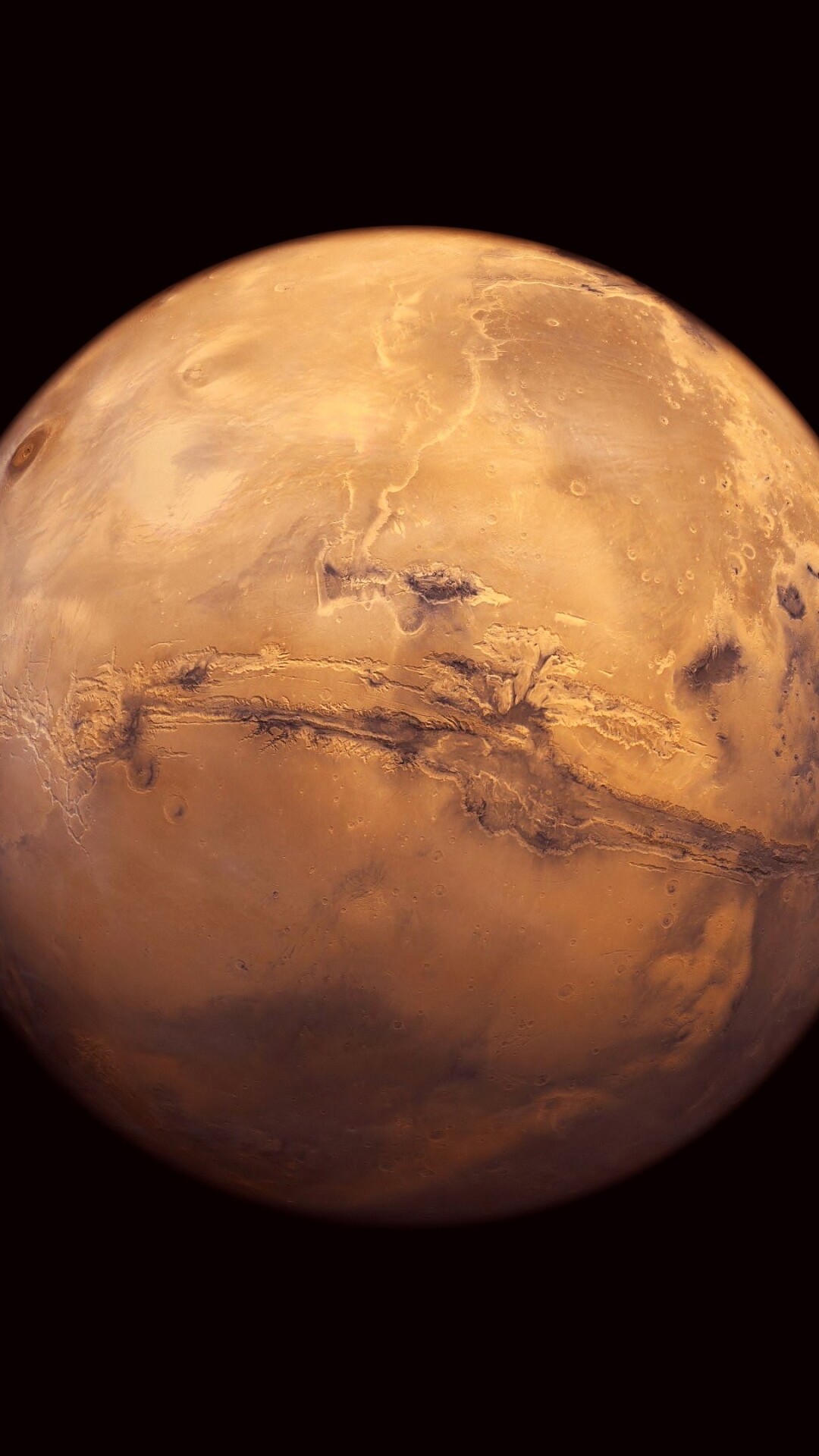 Mars: The only planet whose solid surface and atmospheric phenomena can be seen in telescopes from Earth. 1080x1920 Full HD Background.