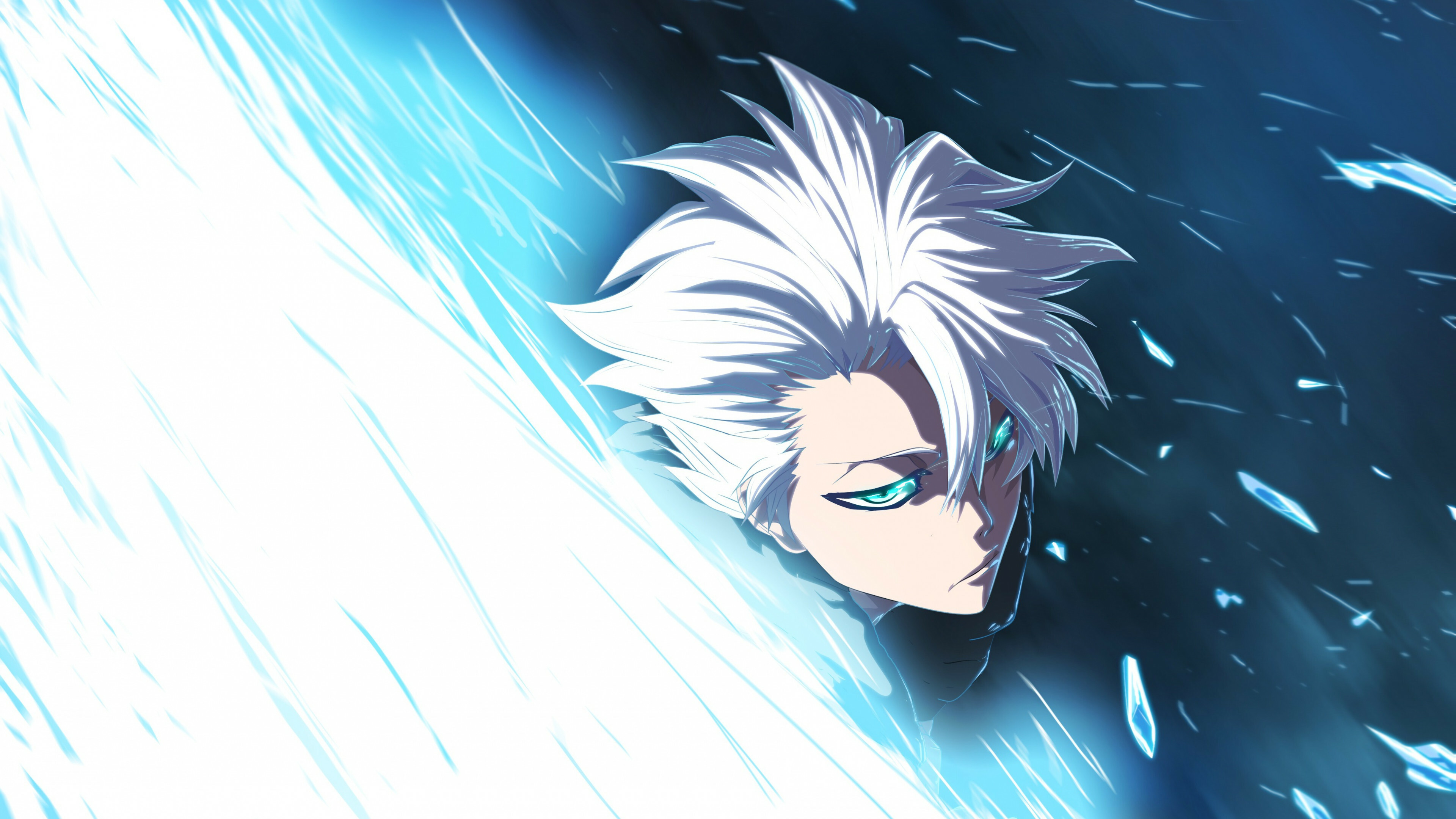 Bleach: Toshiro Hitsugaya, formerly served as the 3rd Seat of the 10th Division under Isshin Shiba. 3840x2160 4K Background.