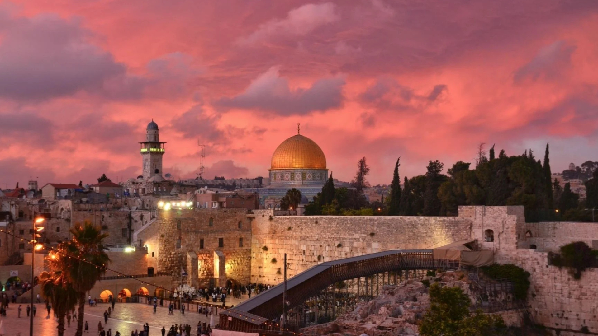 Jerusalem: A holy city for Judaism, Christianity, and Islam. 1920x1080 Full HD Background.