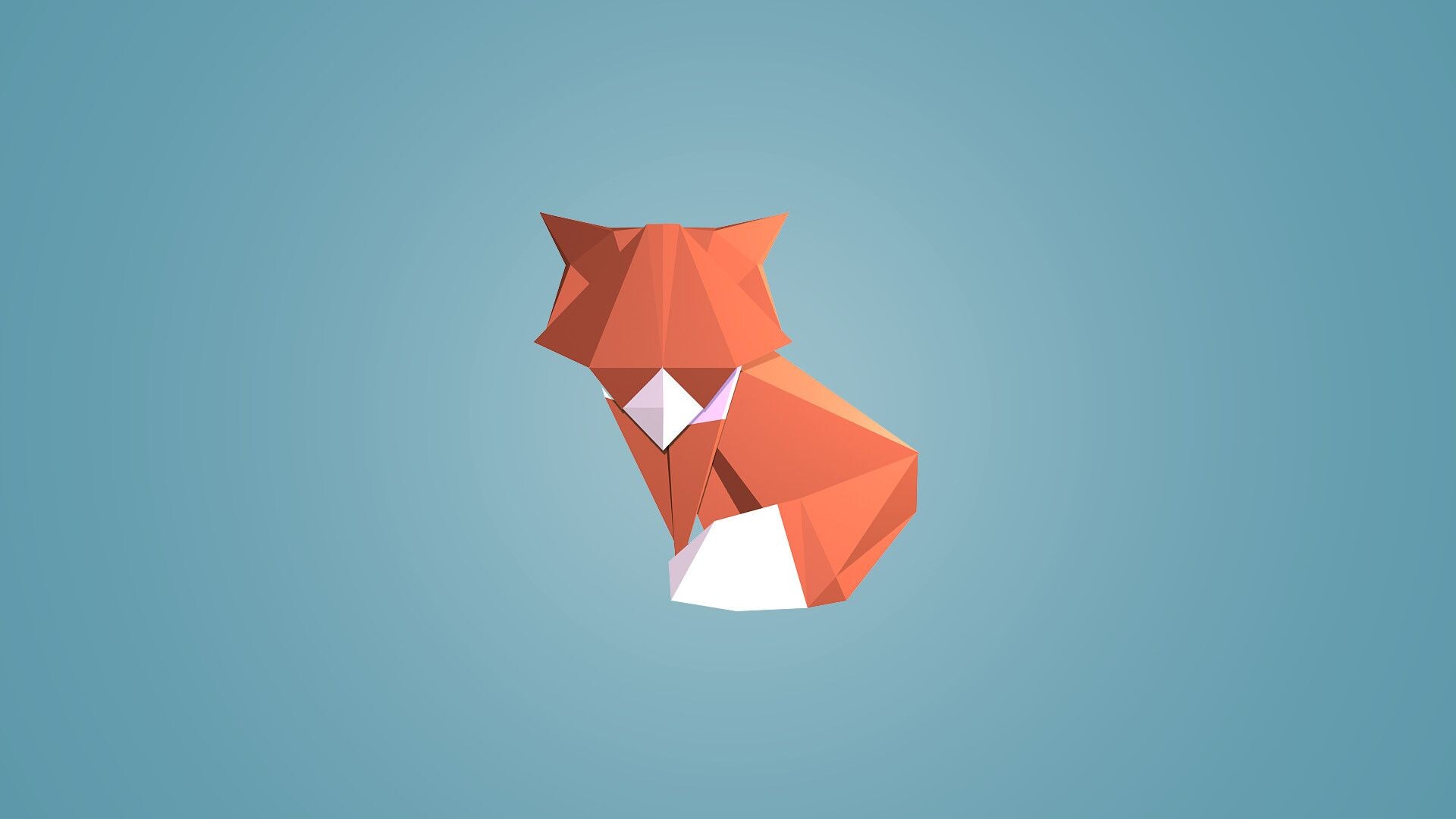 Geometric Animal: Minimalistic fox, A characteristic of this art is the perfect shapes. 1920x1080 Full HD Background.