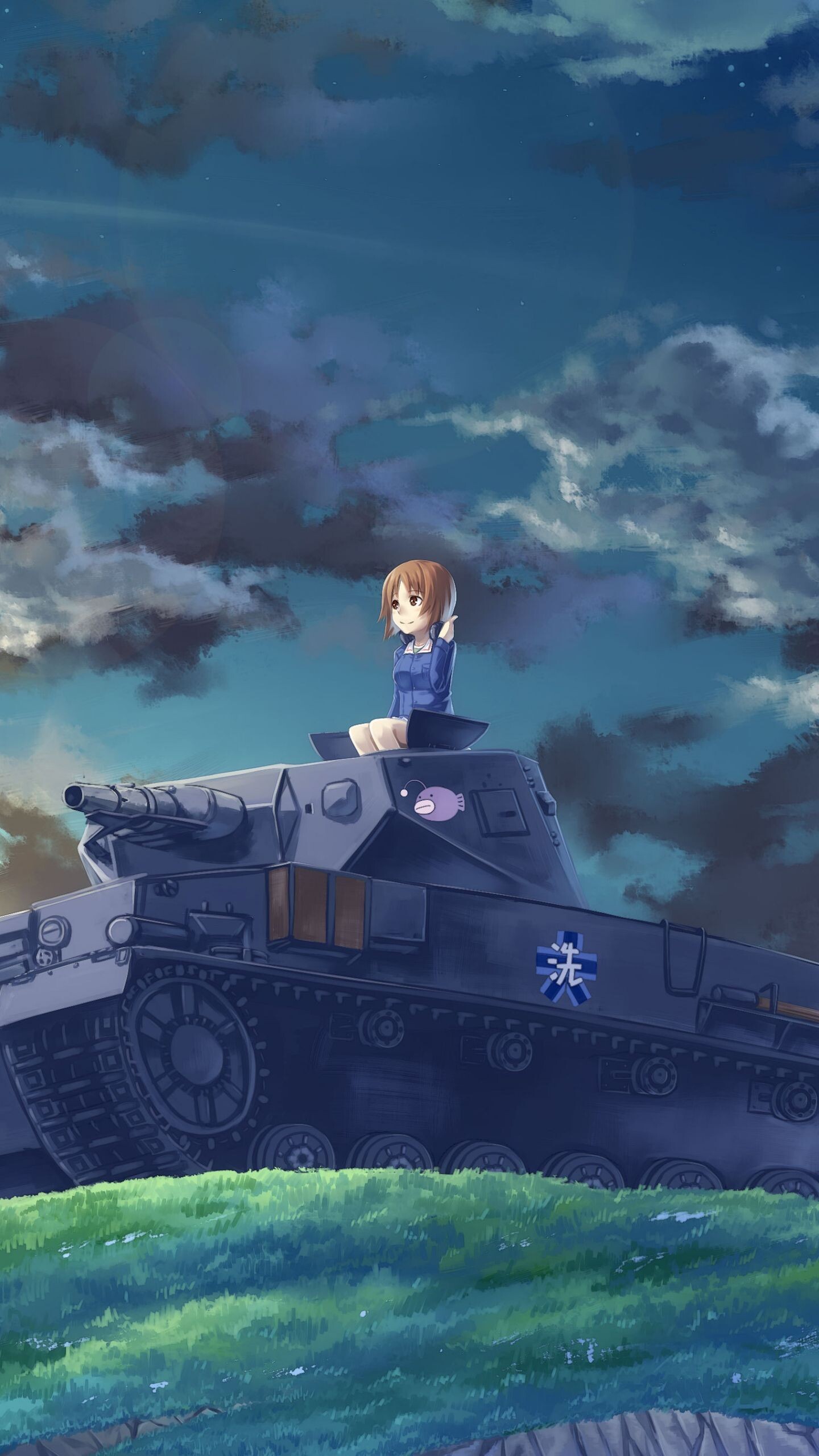 Girls und Panzer: Miho Nishizumi, The tank commander of the Anglerfish Team, Oarai Girls Academy's Sensha-do team. 1440x2560 HD Wallpaper.