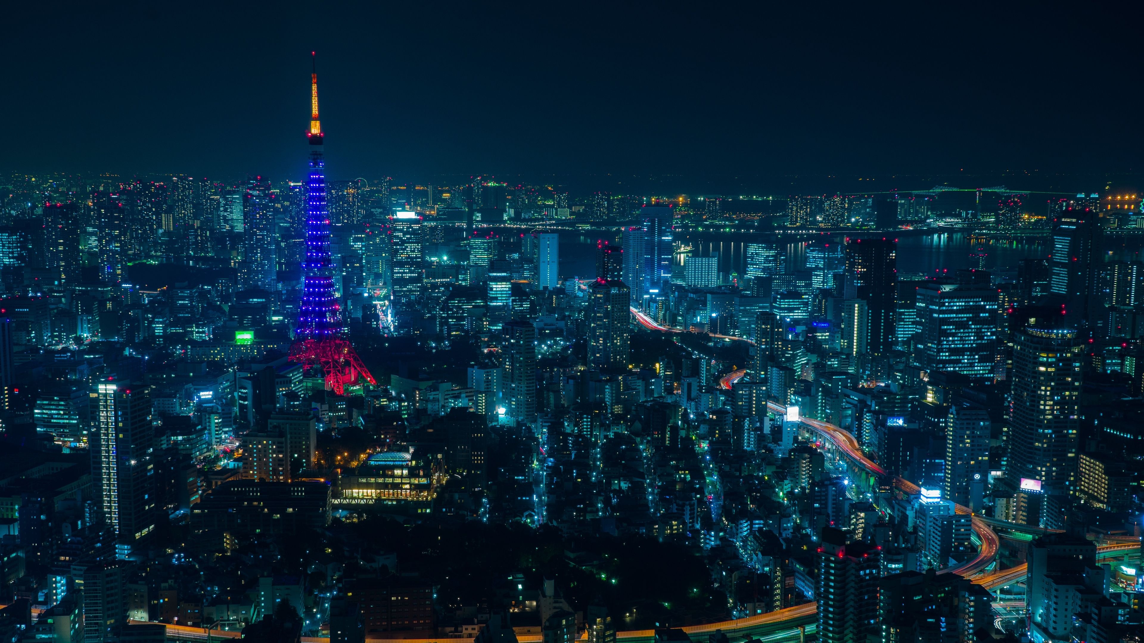 Tokyo Tower, Night cityscape, Tokyo skyline, Travel destination, 3840x2160 4K Desktop