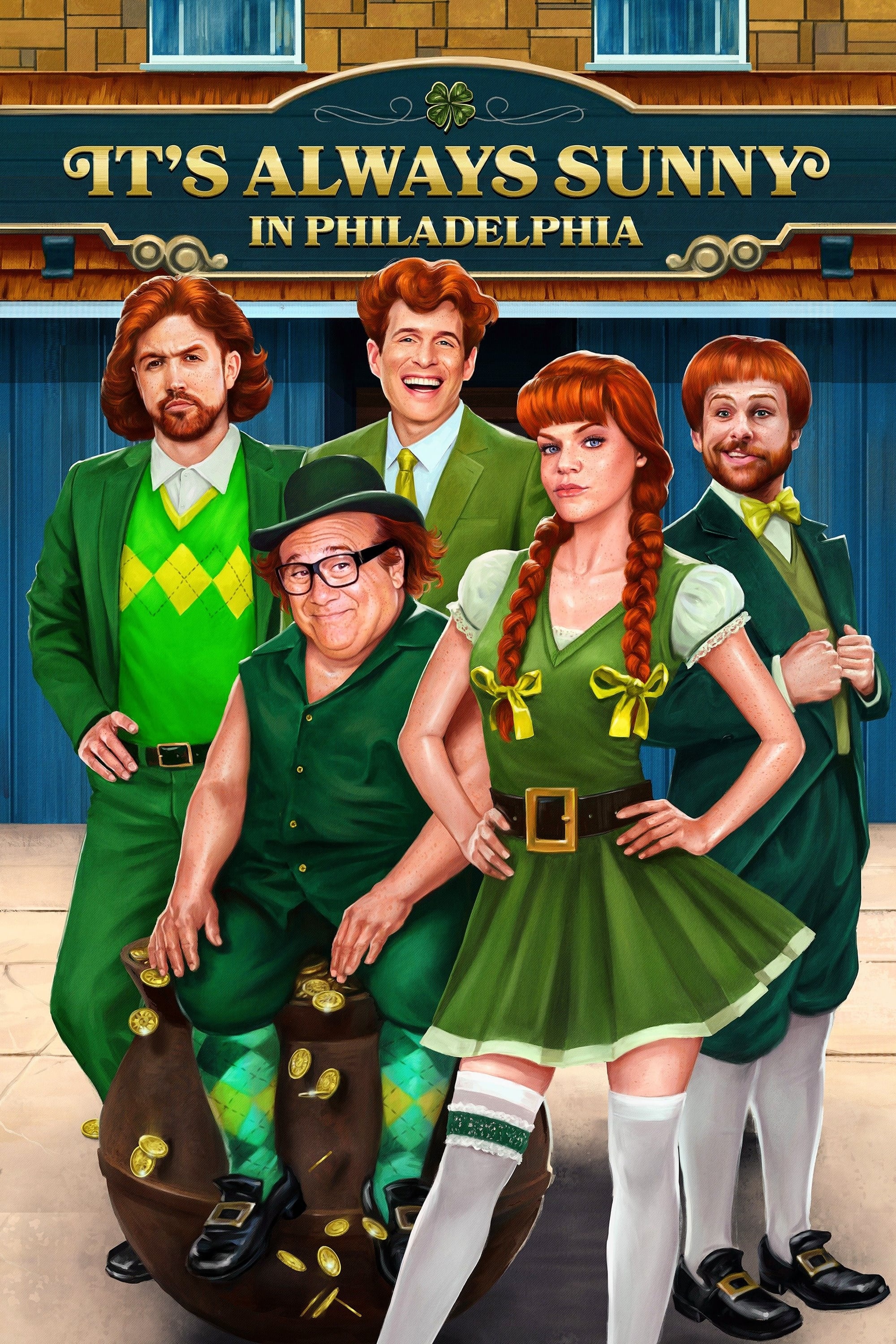 It's Always Sunny in Philadelphia (TV Series): An Irish bar, Paddy's Pub, Frank Reynolds, An eccentric millionaire who takes over most of the ownership. 2000x3000 HD Background.