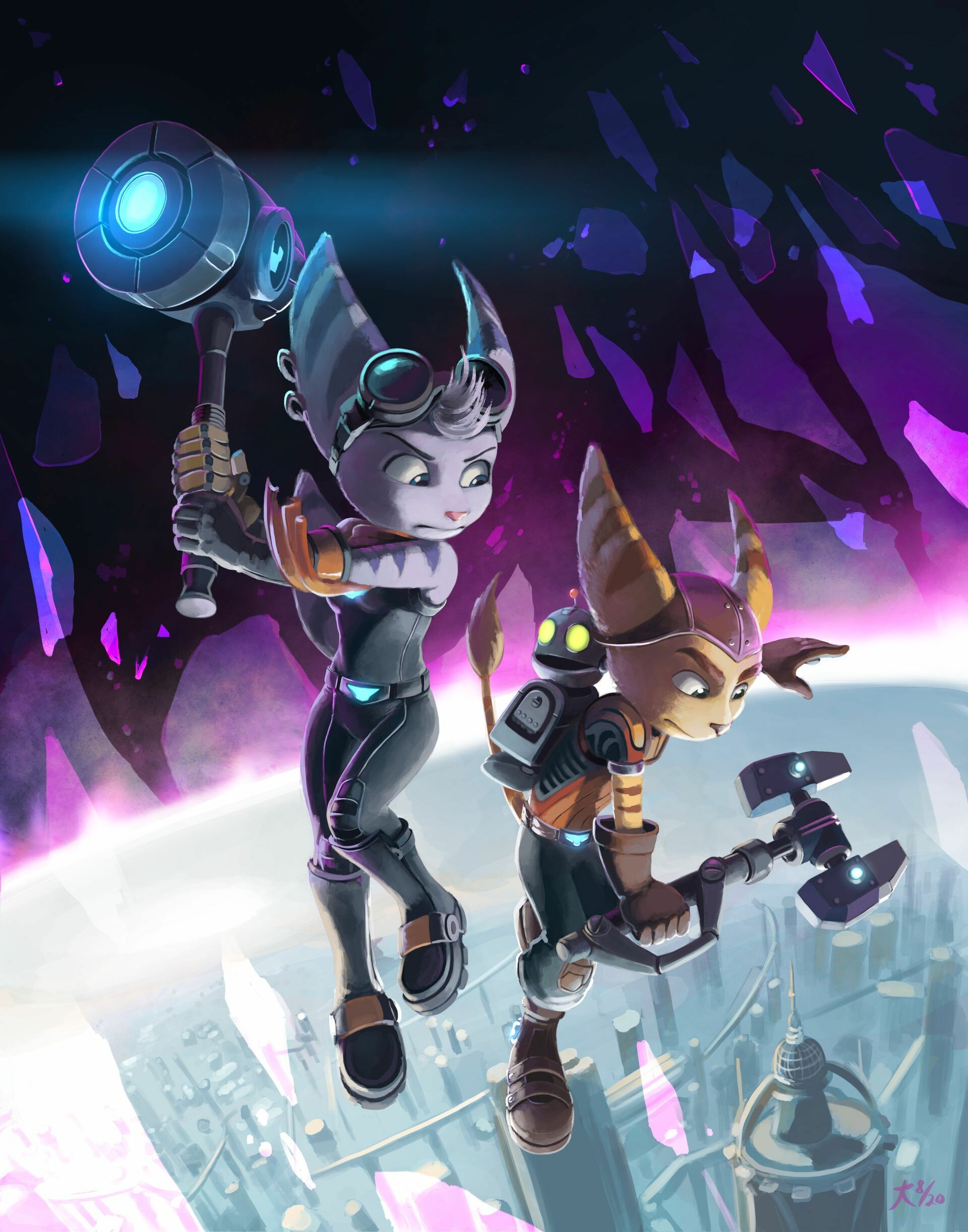 Ratchet and Clank: Rift Apart: The plot arc focuses on a lombax mechanic with exploring space, Rivet. 1920x2450 HD Wallpaper.