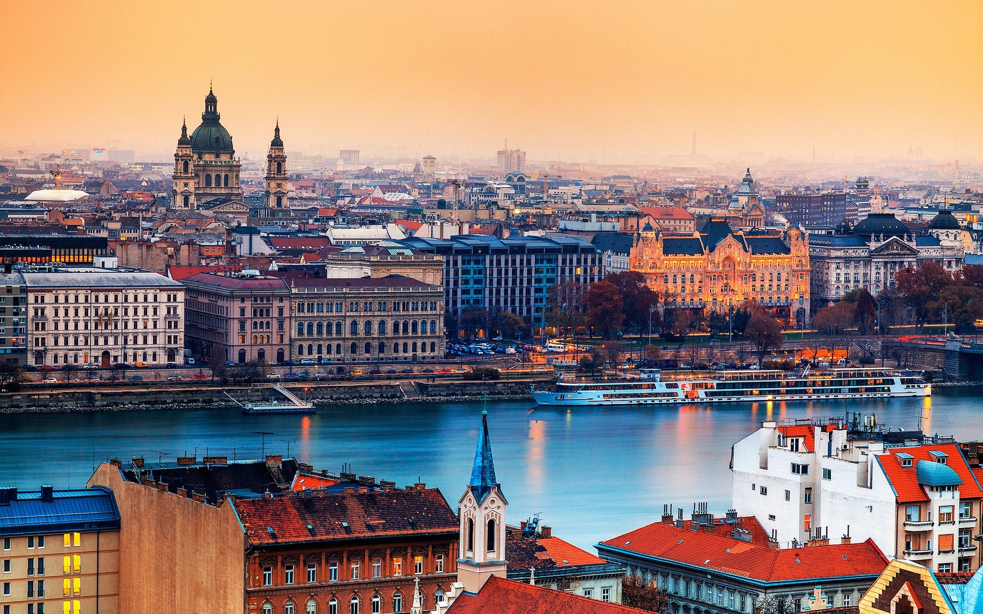 Danube River, Budapest beauty, Majestic sunsets, Architectural wonders, 1920x1200 HD Desktop