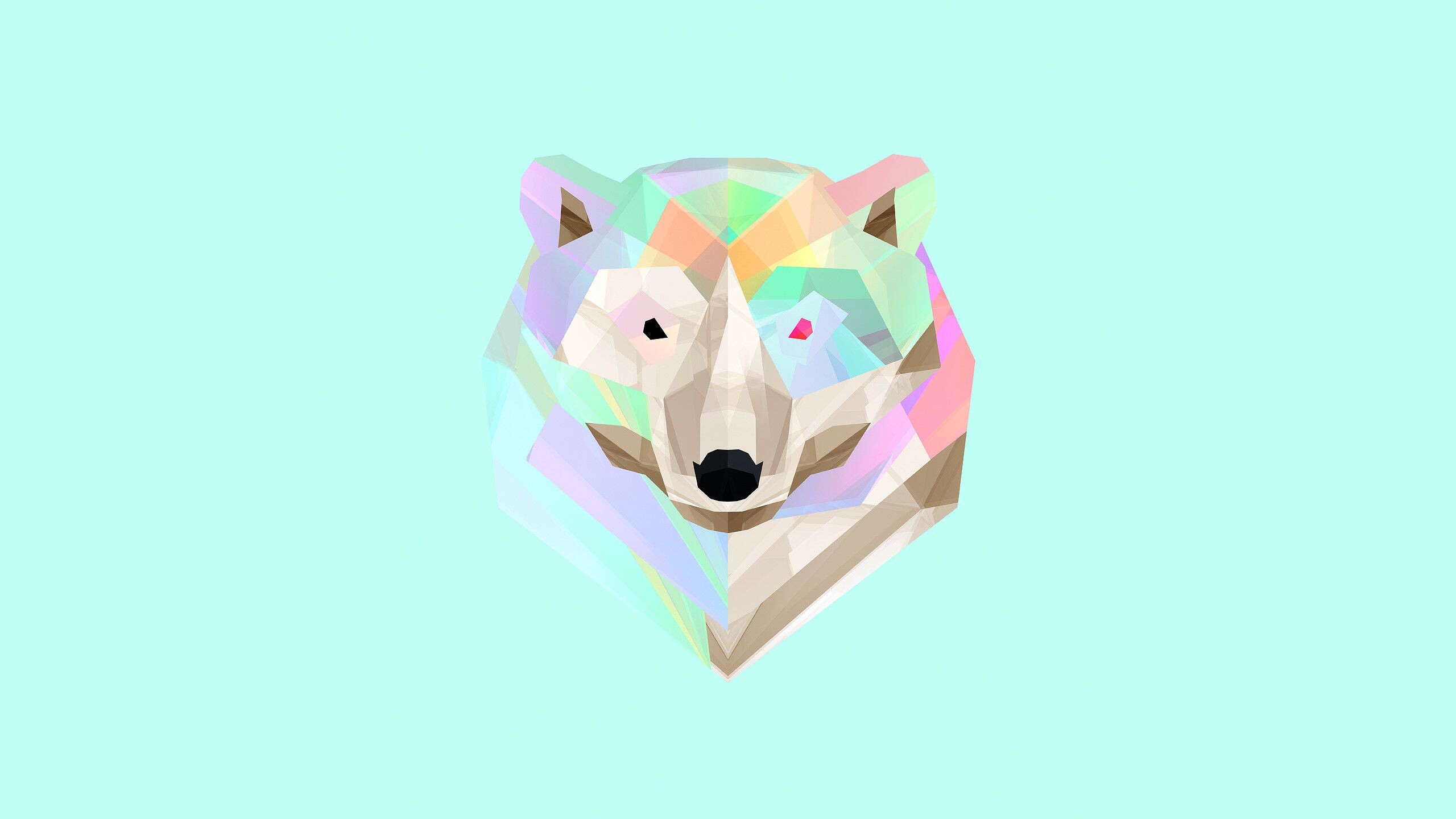 Geometric Animal: Art with straight lines and mathematical features and relationships, White bear. 2560x1440 HD Wallpaper.
