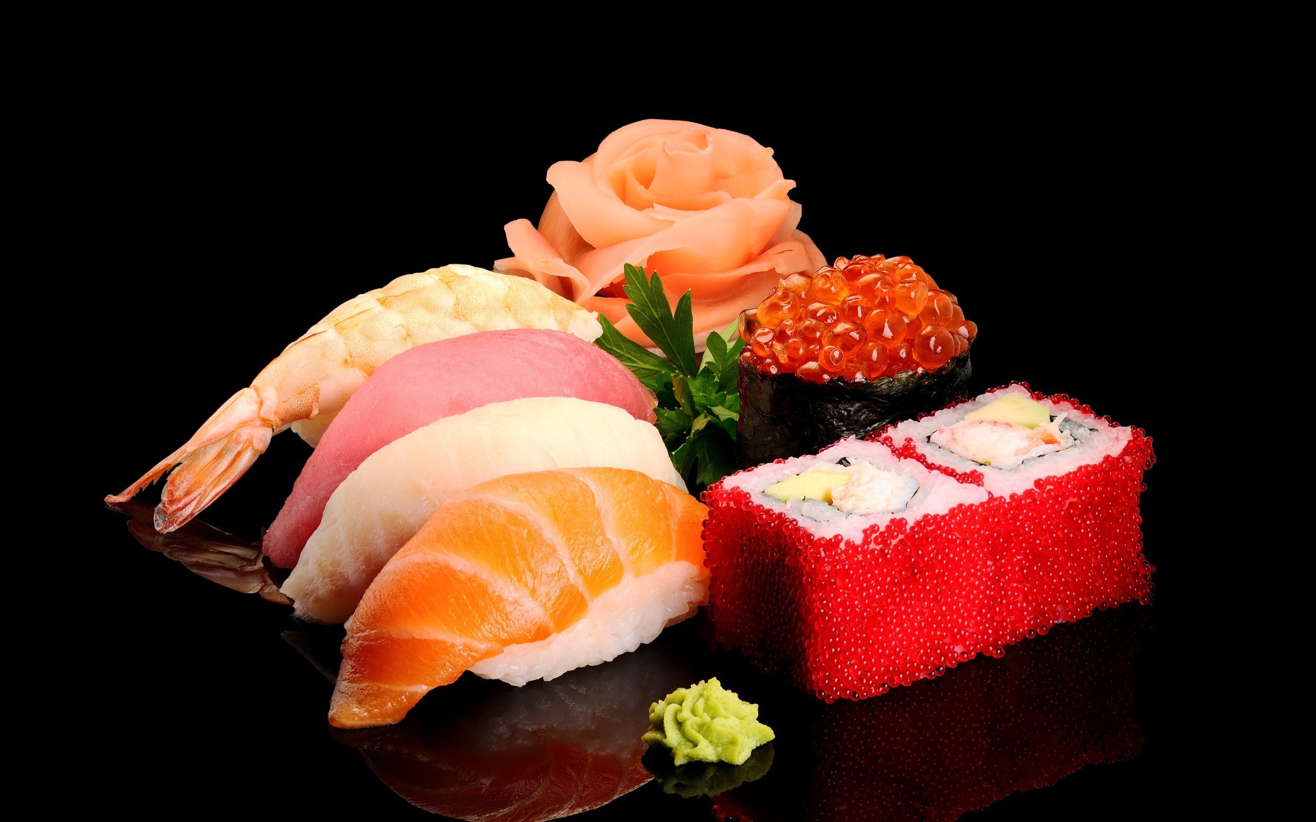 Sushi: Japanese cuisine, Caviar rolls, Nigiri. 2560x1600 HD Wallpaper.