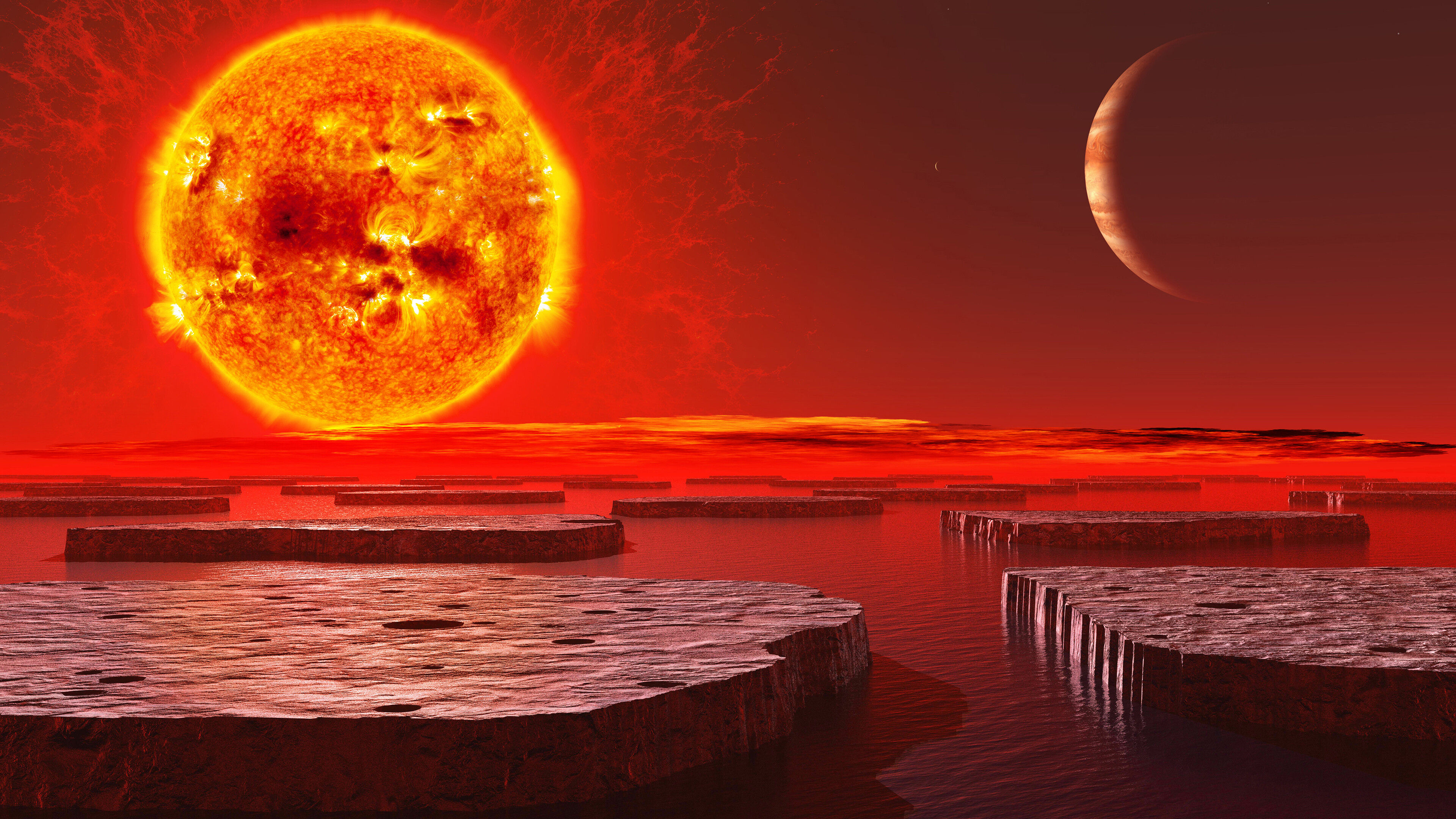 Orange planet, Cosmic wonder, Mesmerizing backdrop, Celestial beauty, 3840x2160 4K Desktop