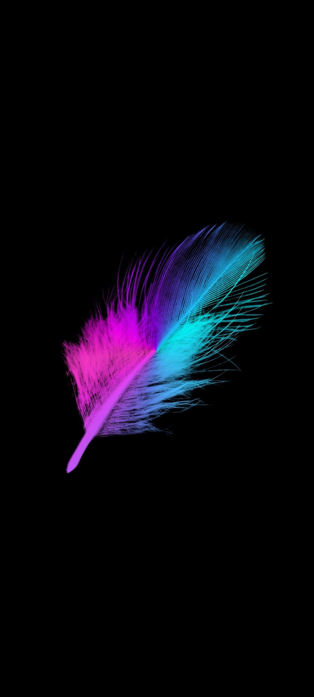 Feather: Minimalist, Colorful, Fluffy, Plume. 1080x2400 HD Background.