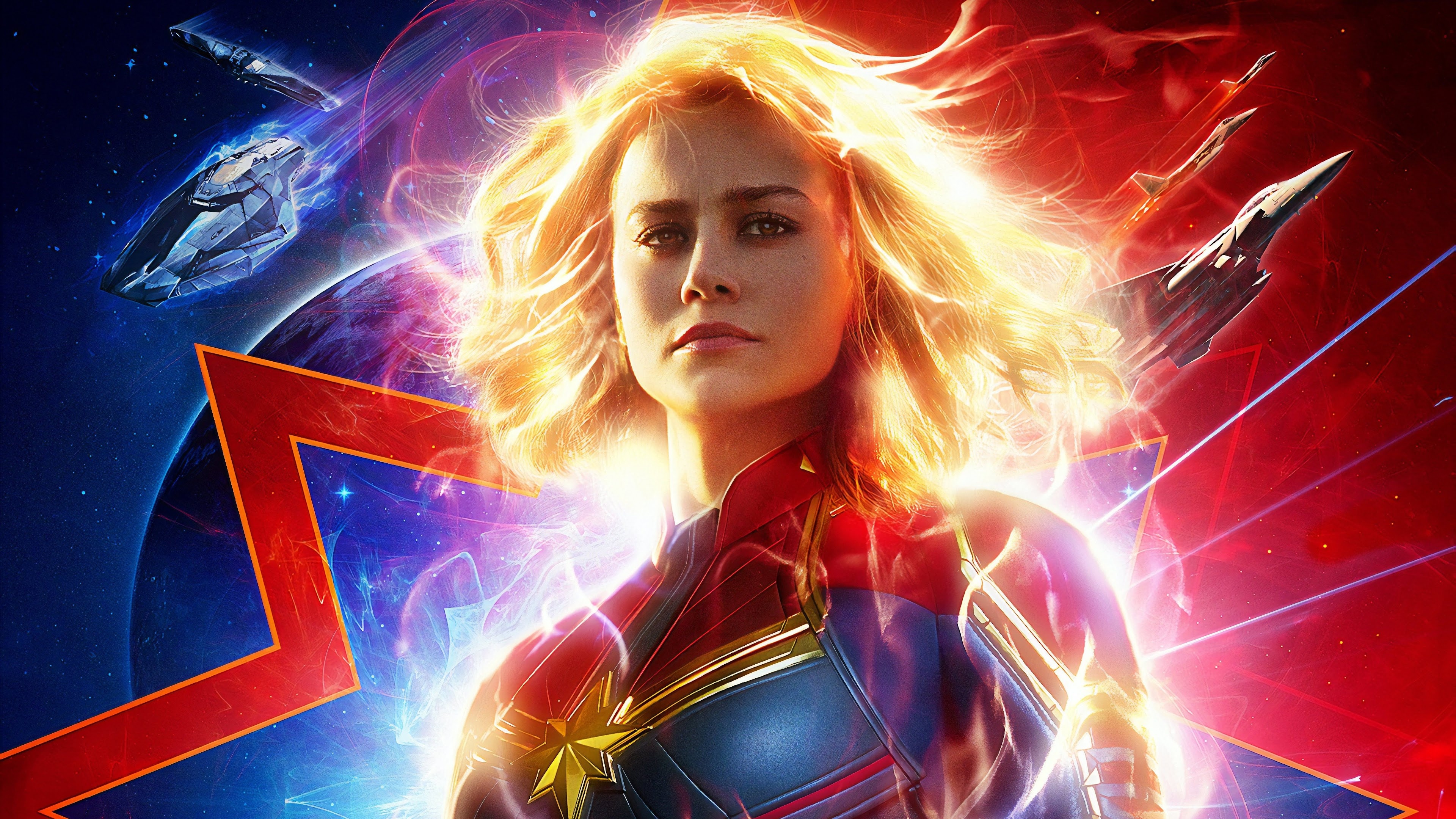 Captain Marvel film, Brie Larson as Carol Danvers, 4K desktop background, Marvel superhero, 3840x2160 4K Desktop