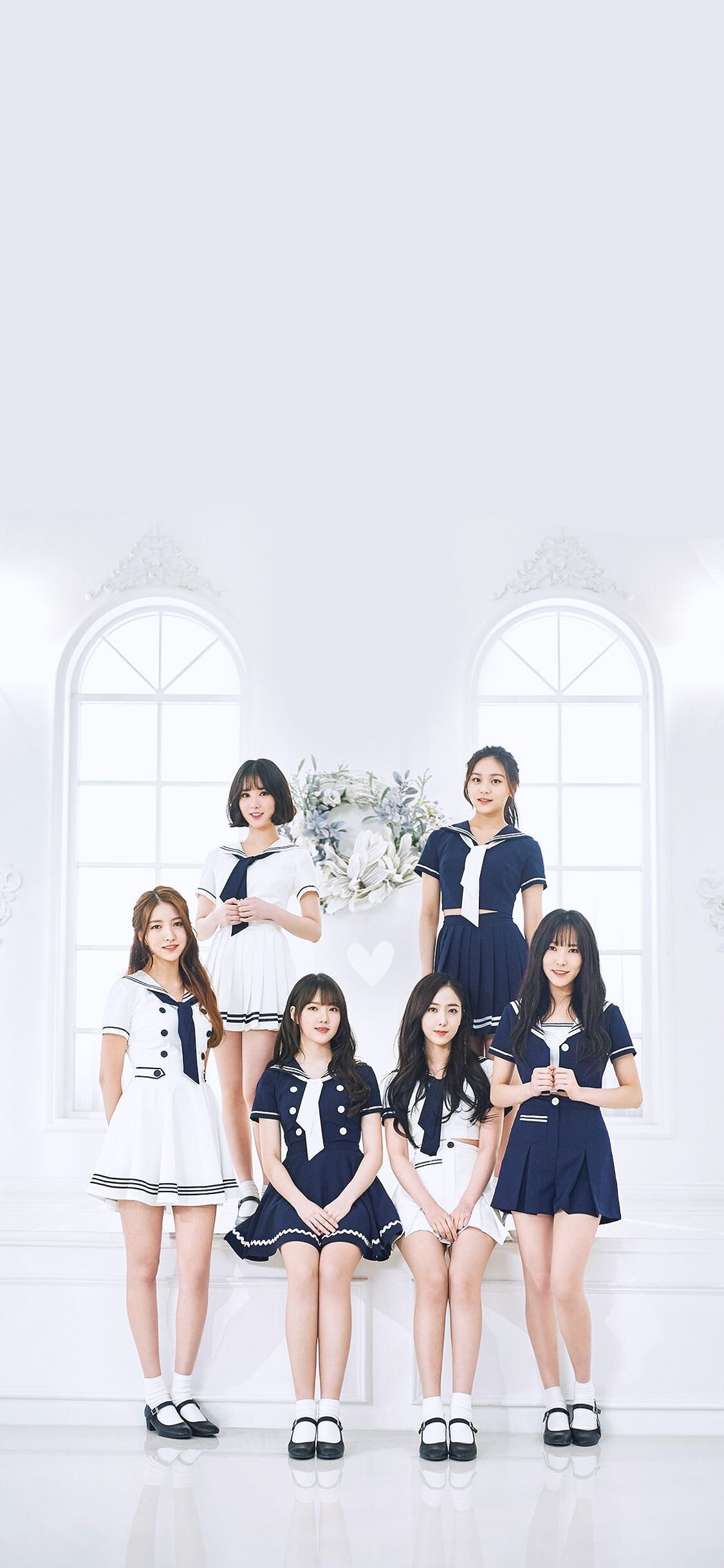 GFriend: The vocalists of a K-pop band, Girls' band, Sowon, Eunha, Yuju, Umji. 1130x2440 HD Background.