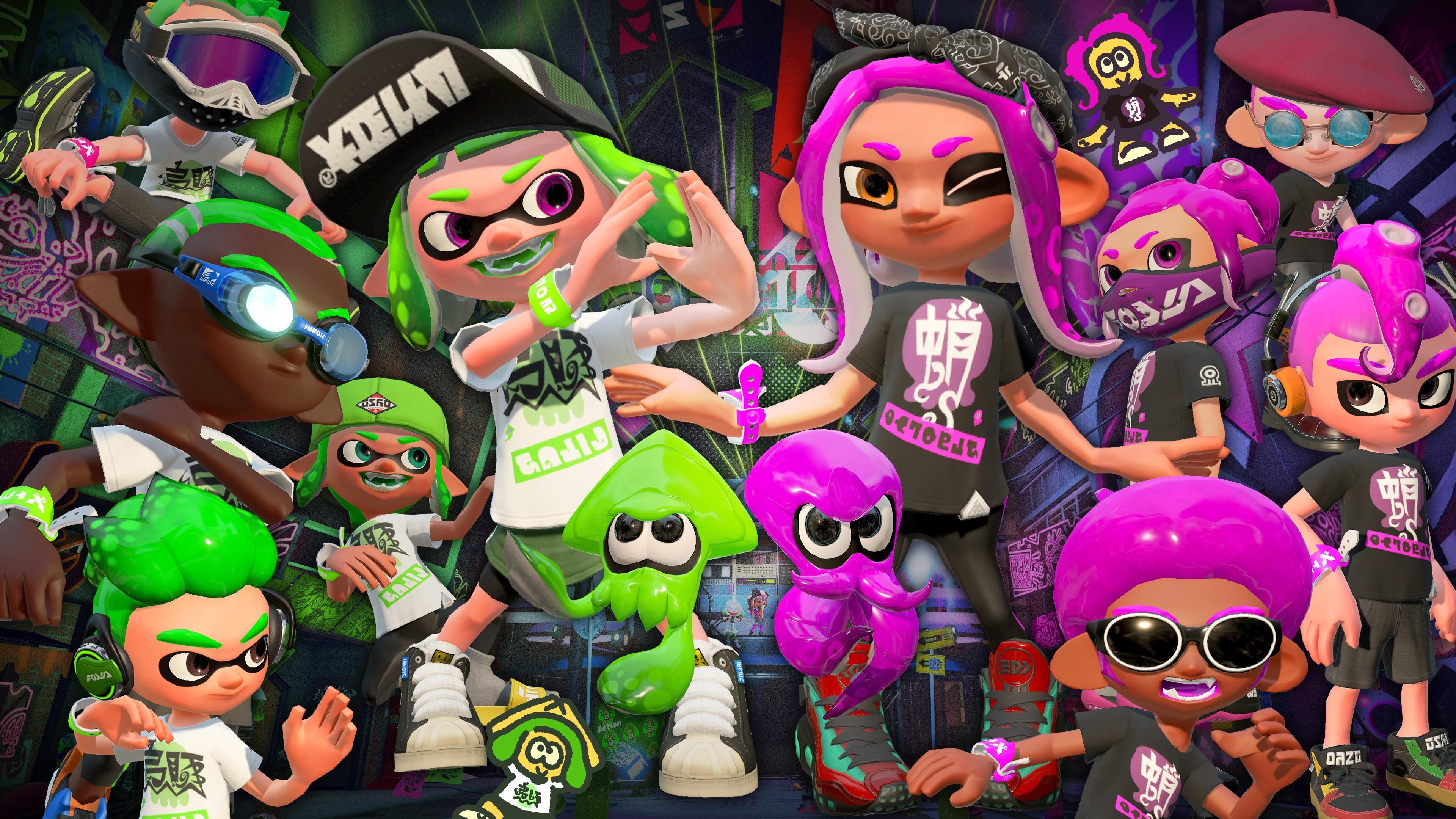 Splatoon 3: A third-person shooter video game franchise created by Hisashi Nogami. 3840x2160 4K Background.
