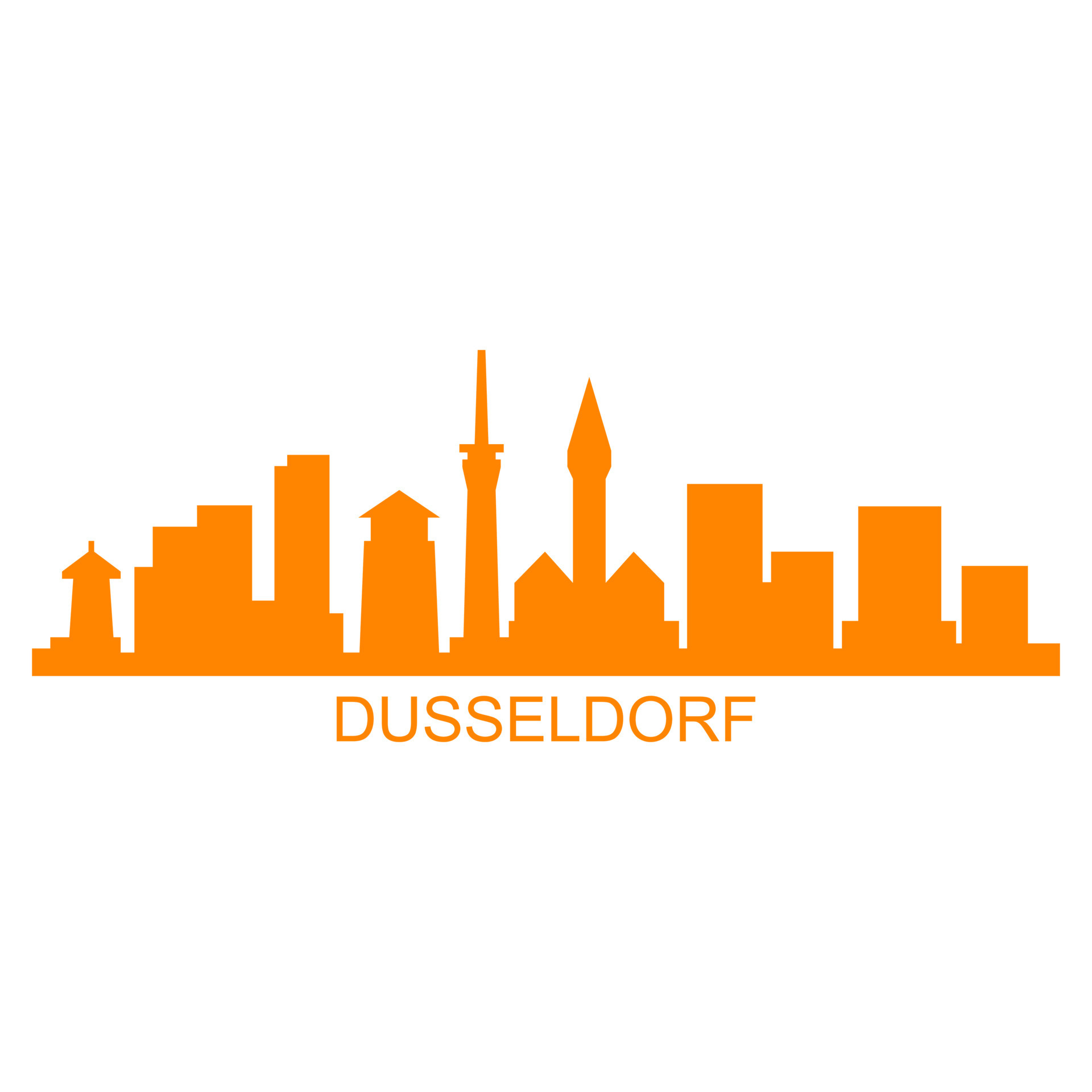 Dusseldorf skyline, White background, Vector art, Urban architecture, 1920x1920 HD Handy