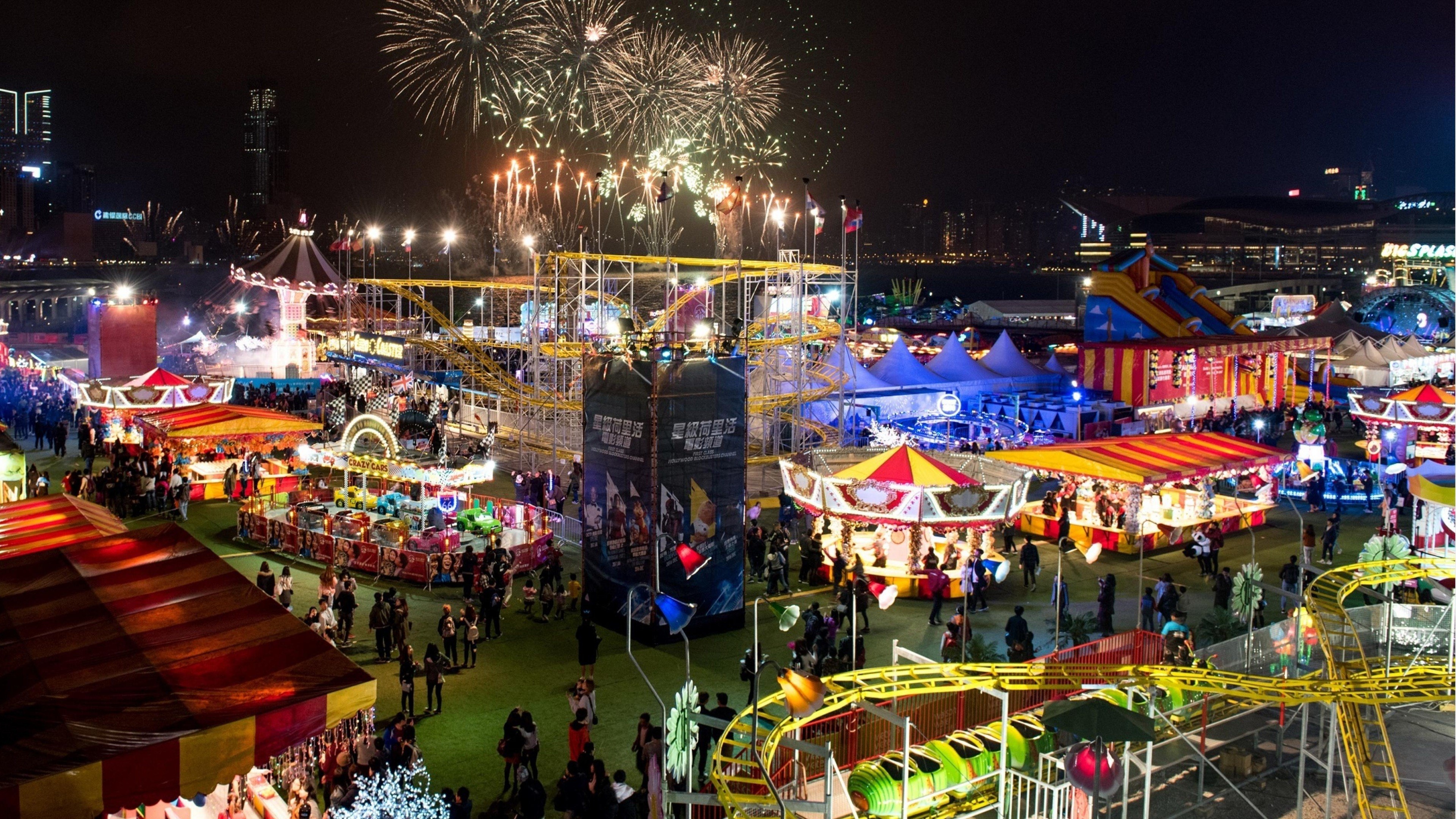 Fun Fair: Carnival, Festival, Food vendors, Merchandise vendors. 3840x2160 4K Wallpaper.