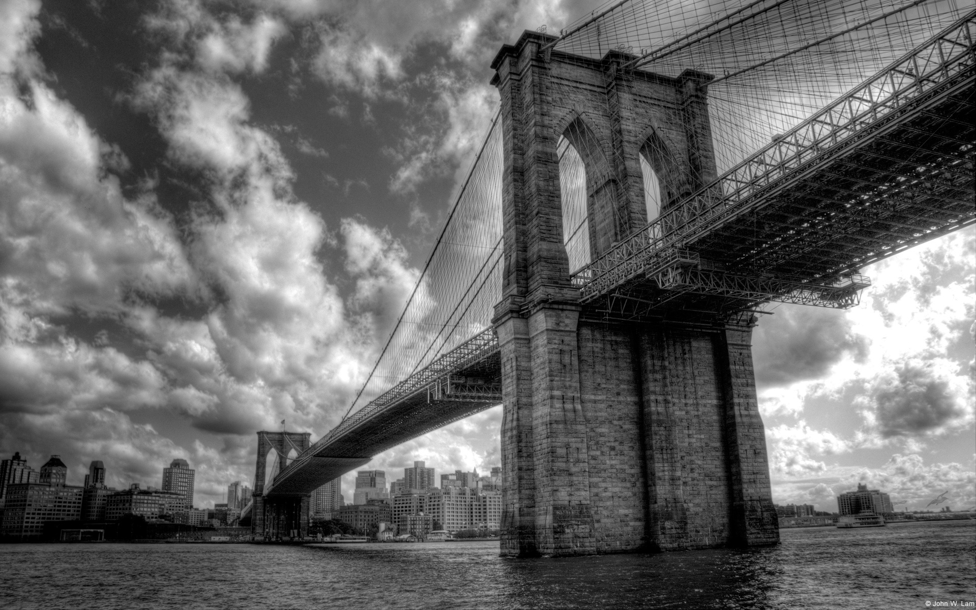 New York Black and White, Travels, HD Wallpaper, Brooklyn Bridge, 1920x1200 HD Desktop