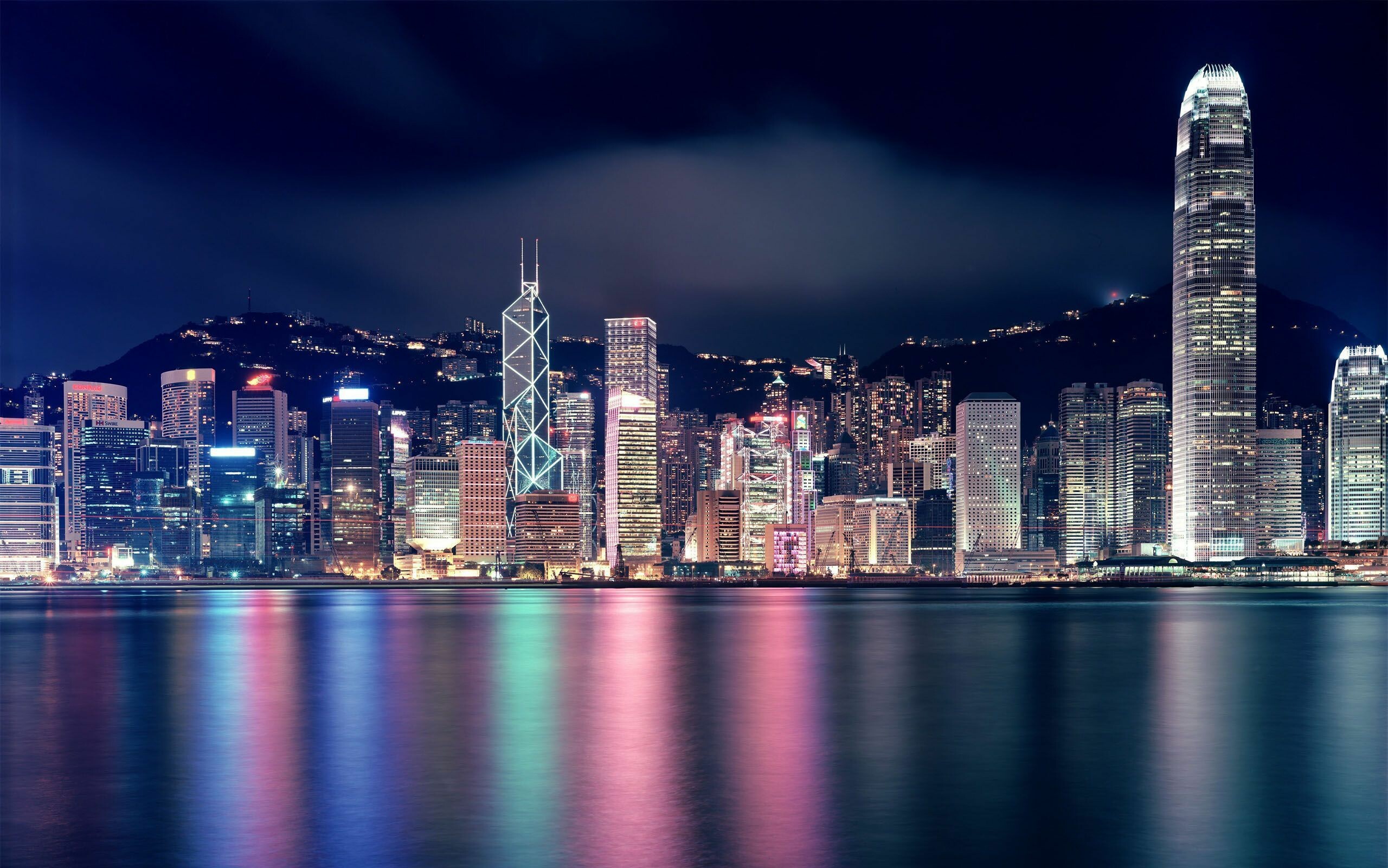 Hong Kong: One of the most densely populated places in the world, Victoria Harbor. 2560x1600 HD Background.