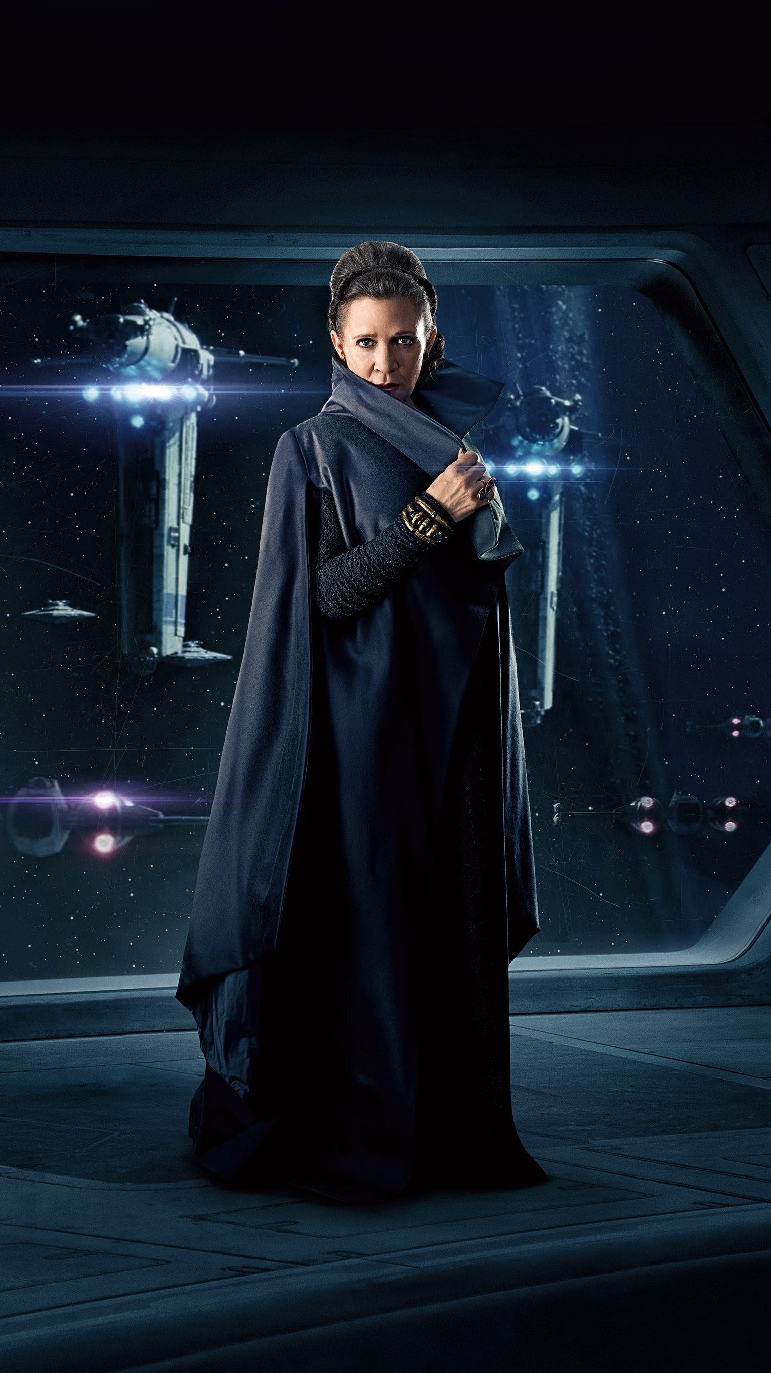 Carrie Fisher, The Last Jedi, Phone wallpaper, 1540x2740 HD Handy