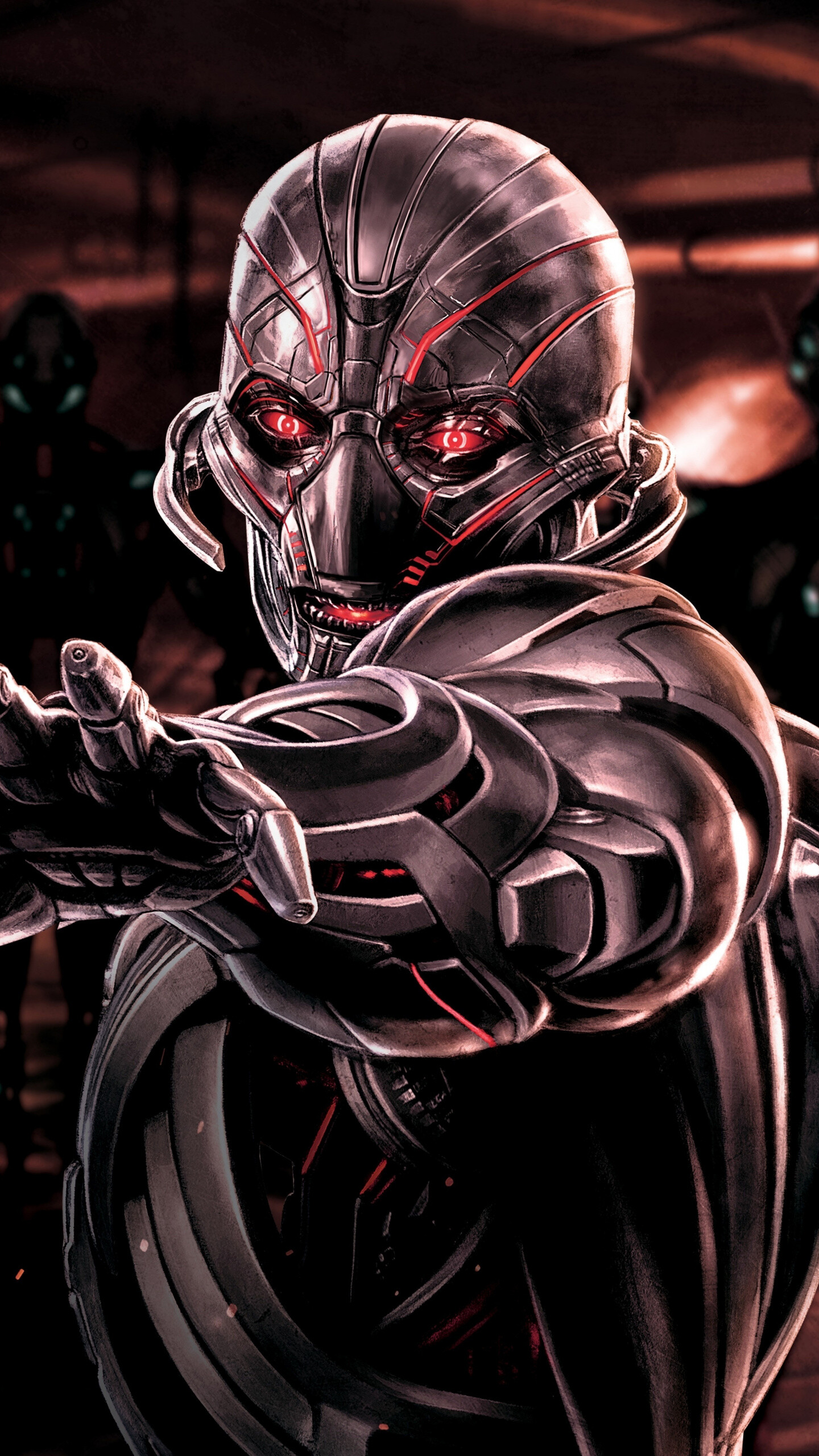 Marvel Villain: Ultron, Created by writer Roy Thomas. 1440x2560 HD Background.