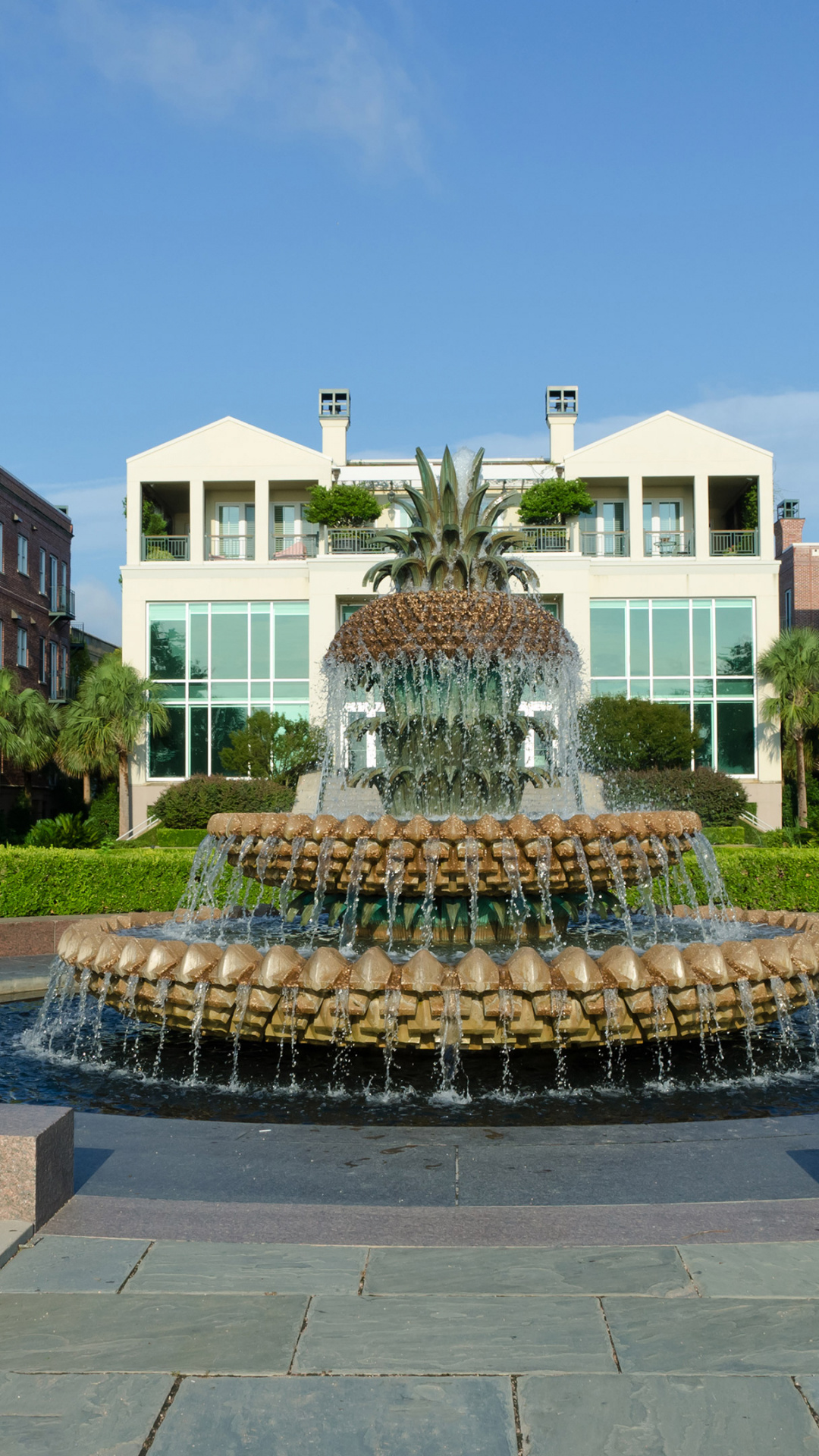 Charleston(South Carolina), Pineapple fountain wallpaper, 1080x1920 Full HD Handy