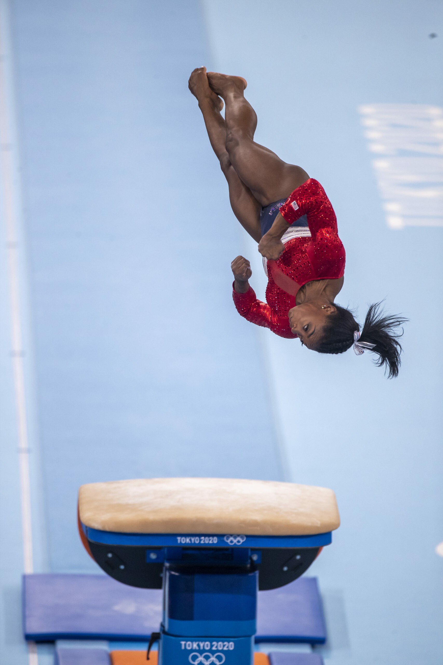 Simone Biles: Team finals at Tokyo Olympics, Five-time World floor exercise champion. 1710x2560 HD Background.
