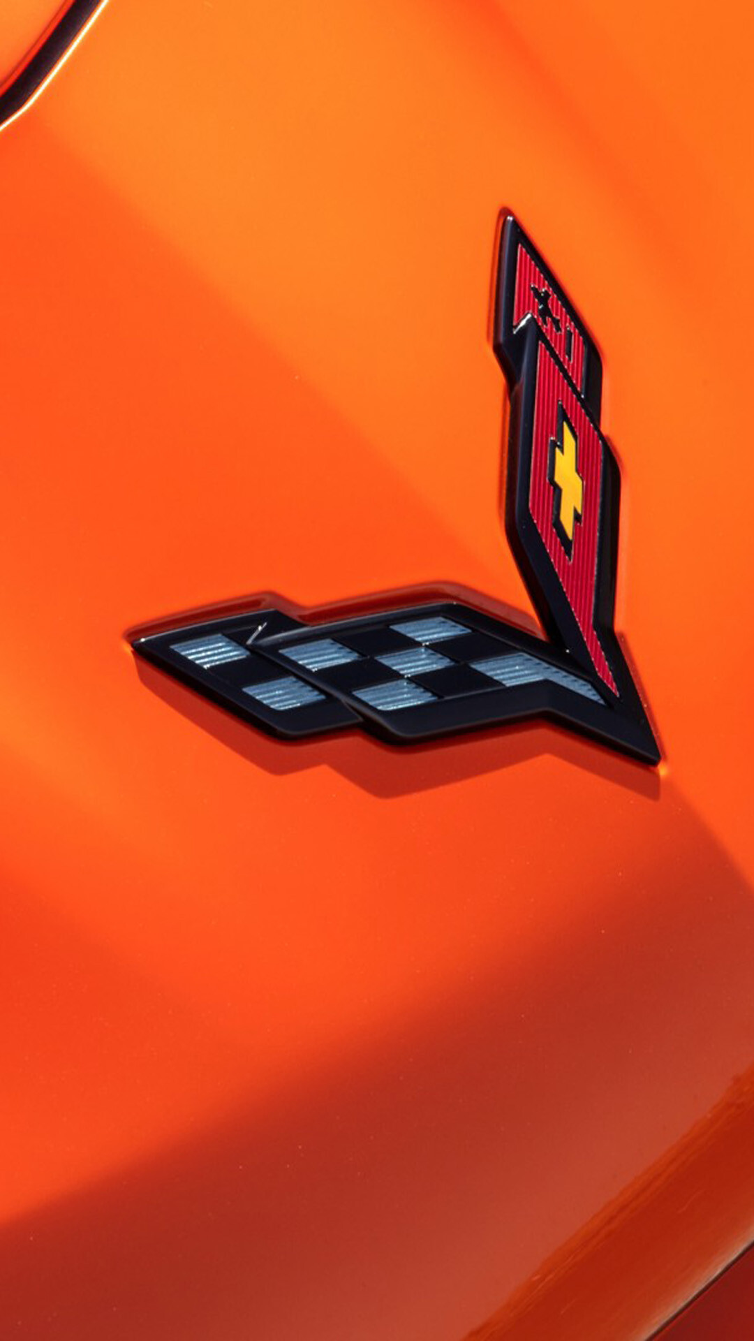 Chevrolet: Corvette logo, Emblem, Sports car. 1080x1920 Full HD Background.
