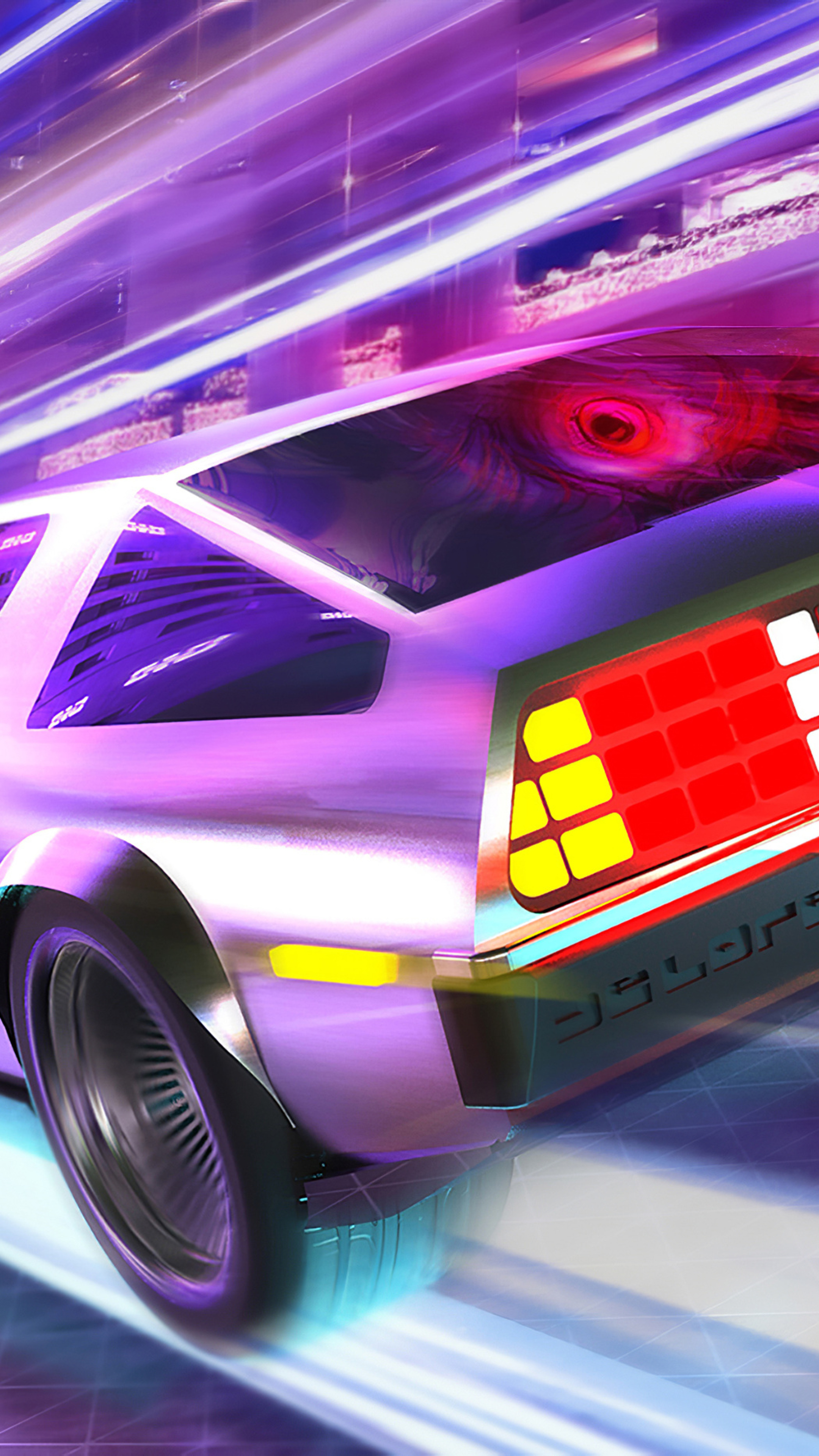 Synthwave Mid Night Run, Delorean, Sony Xperia X, HD wallpapers, 2160x3840 4K Phone