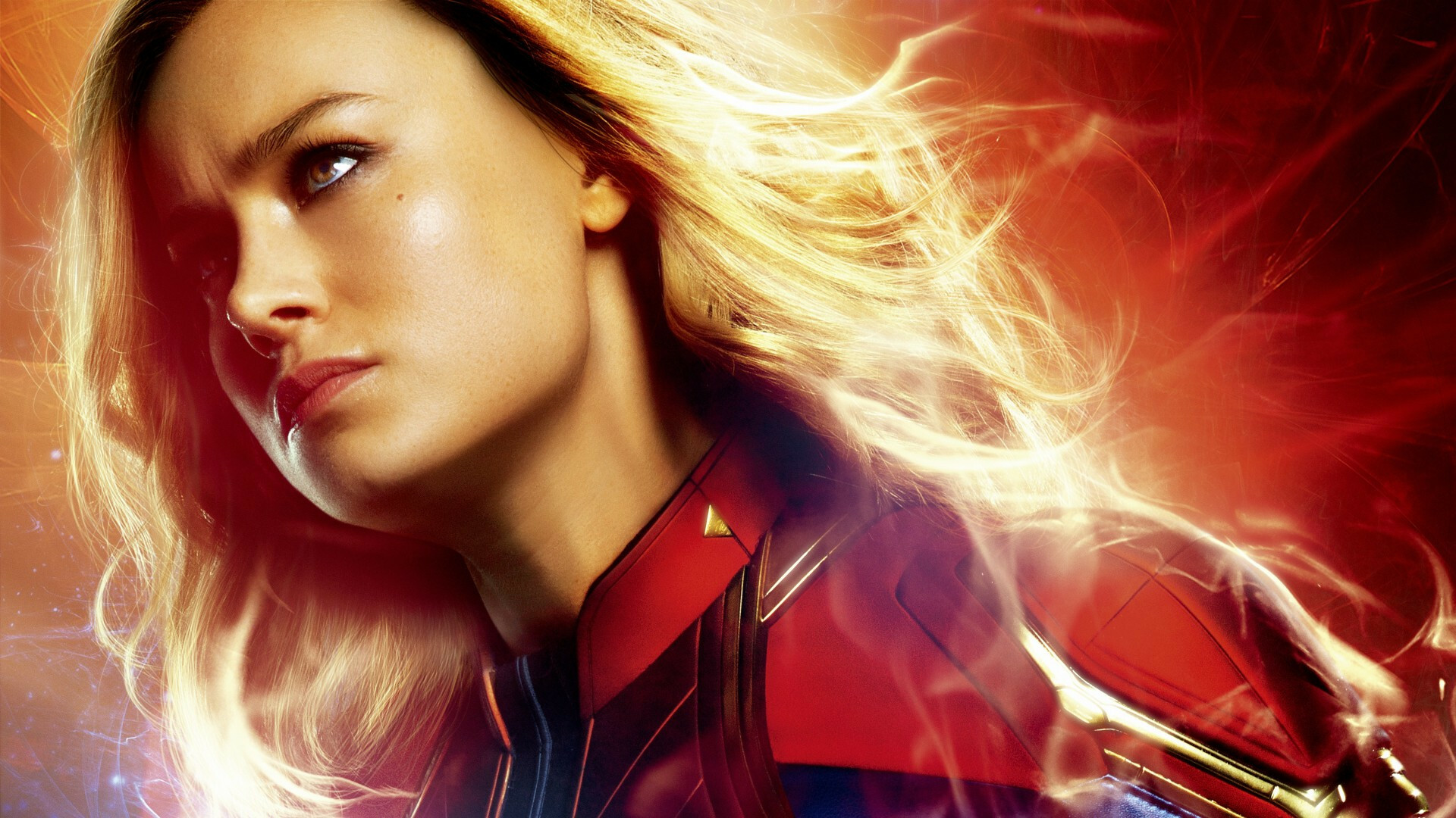 Captain Marvel: Brie Larson, Marvel Studios' first female-led superhero film, Carol Danvers. 1920x1080 Full HD Background.