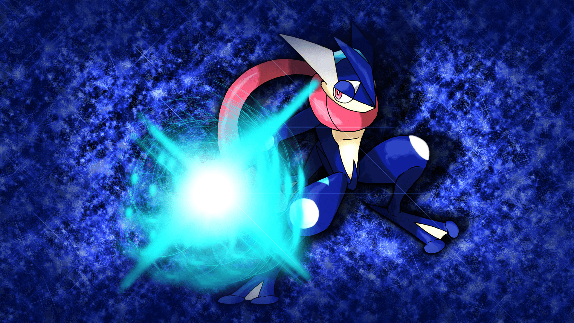 Greninja: In the mobile game Pokemon GO, it can be caught in the wild or evolved from Frogadier. 1920x1080 Full HD Background.