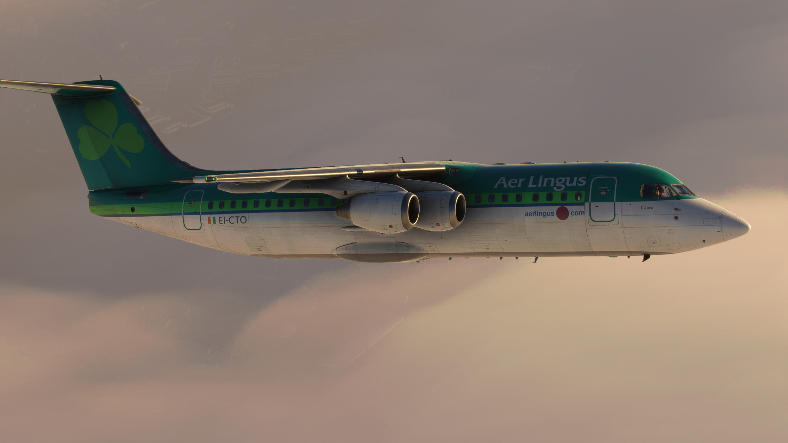 Aer Lingus, BAE 146, Climbing, Golden hour, 2560x1440 HD Desktop