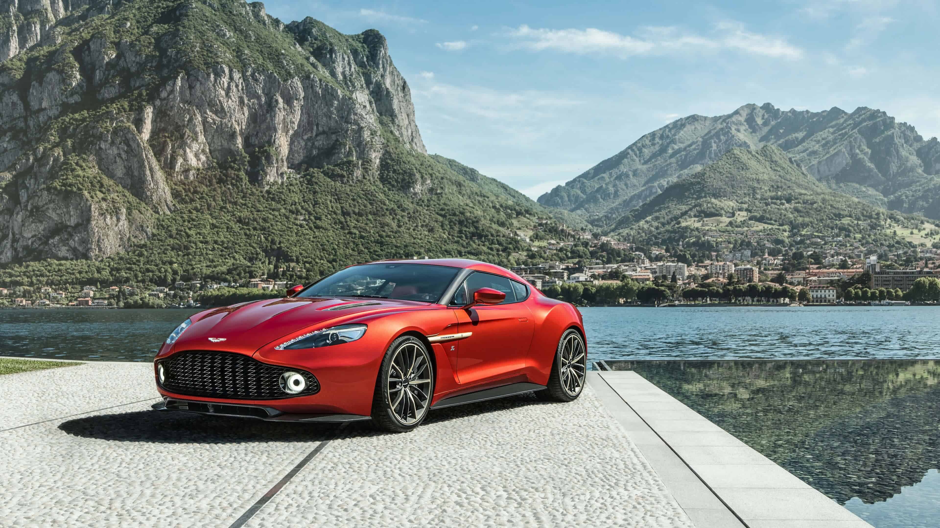 Aston Martin: A high-performance grand tourer introduced by British luxury automobile manufacturer, Vanquish Zagato Coupe. 3840x2160 4K Wallpaper.