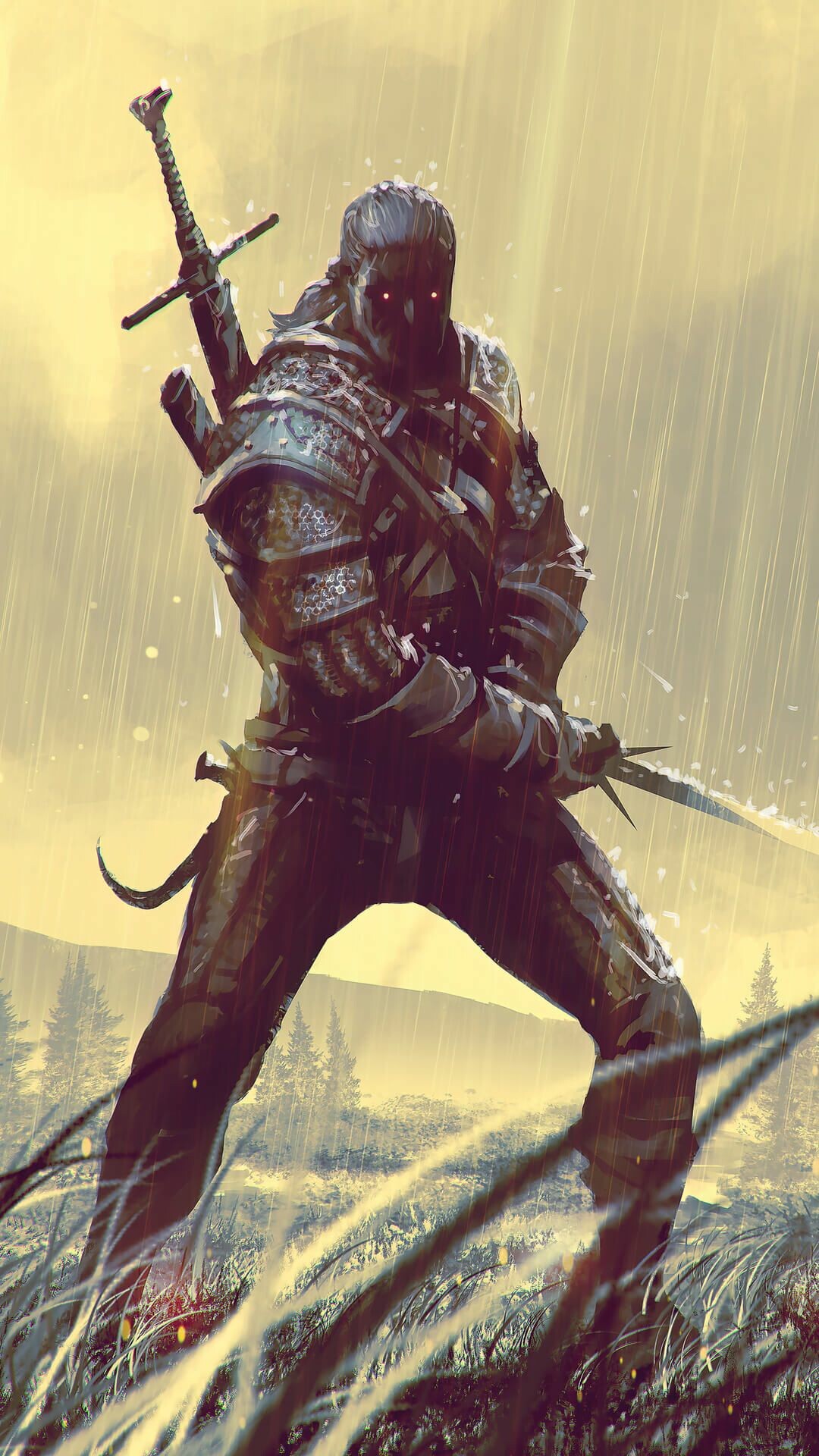 The Witcher (Game): The main character of all three of The Witcher's games. 1080x1920 Full HD Background.